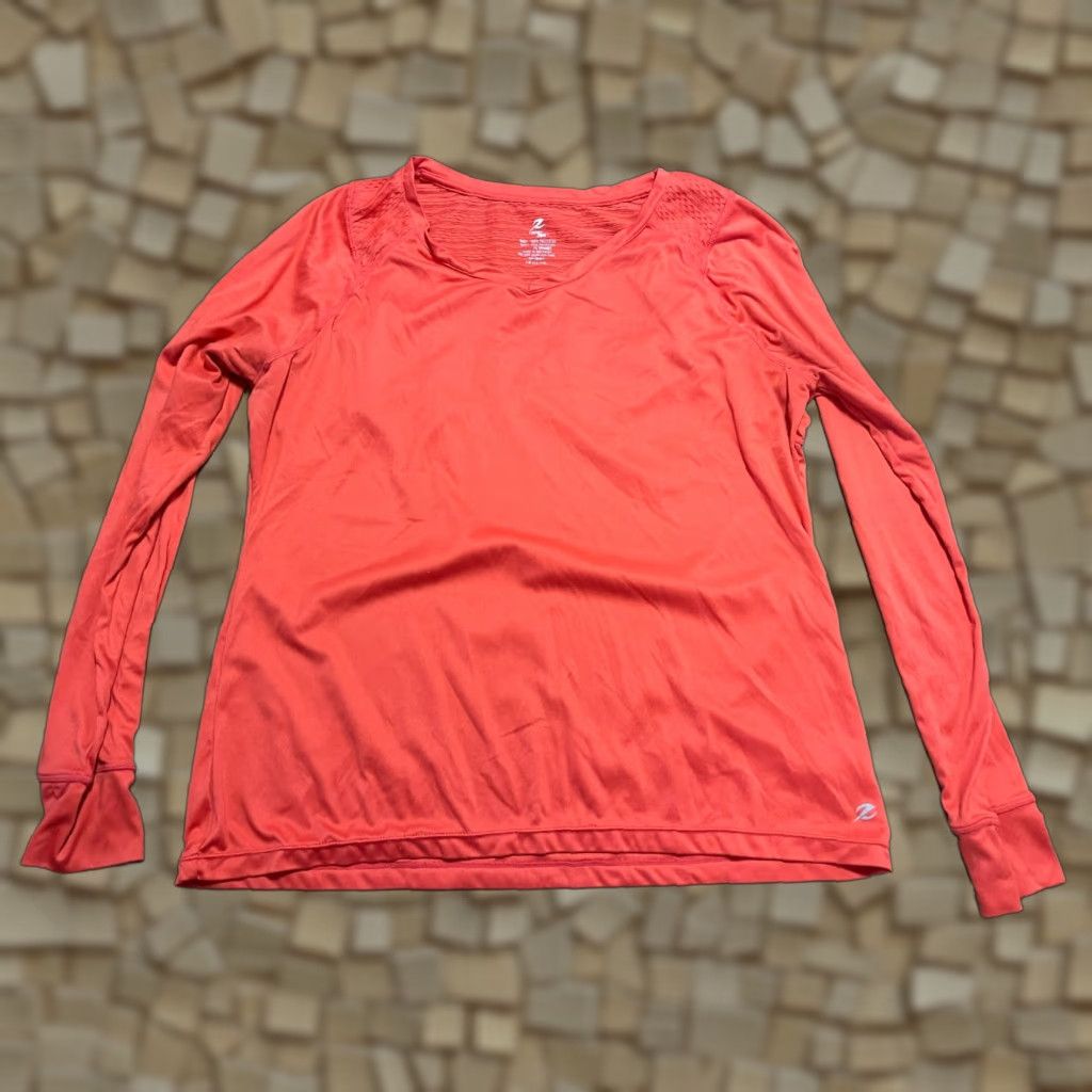 Vintage Energy Zone Shirt, Women's Size Large, Orange, Long Sleeve, V-neck, Athletic Size L / US 10 / IT 46 - 1 Thumbnail