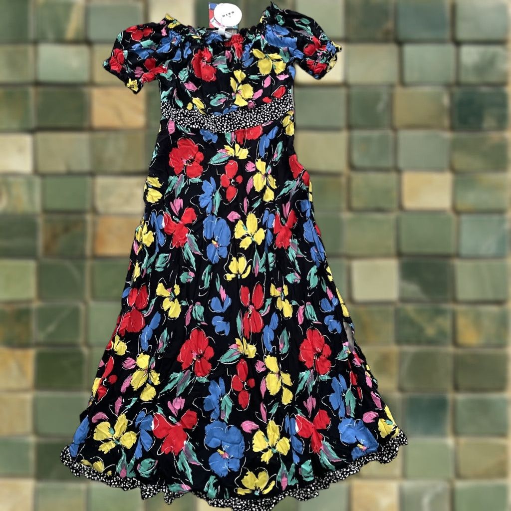 RIXO Rixo Womens Dress Maxi Off the Shoulder Boho Peasant Black Floral Size 10 NEW Size L / US 10 / IT 46 - 1 Thumbnail