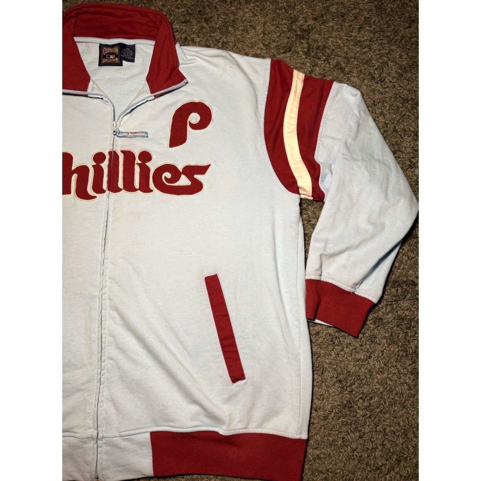 Vintage Majestic Phillies Jacket XL Powder Blue Cooperstown Varsity 2XL Size US XXL / EU 58 / 5 - 2 Thumbnail