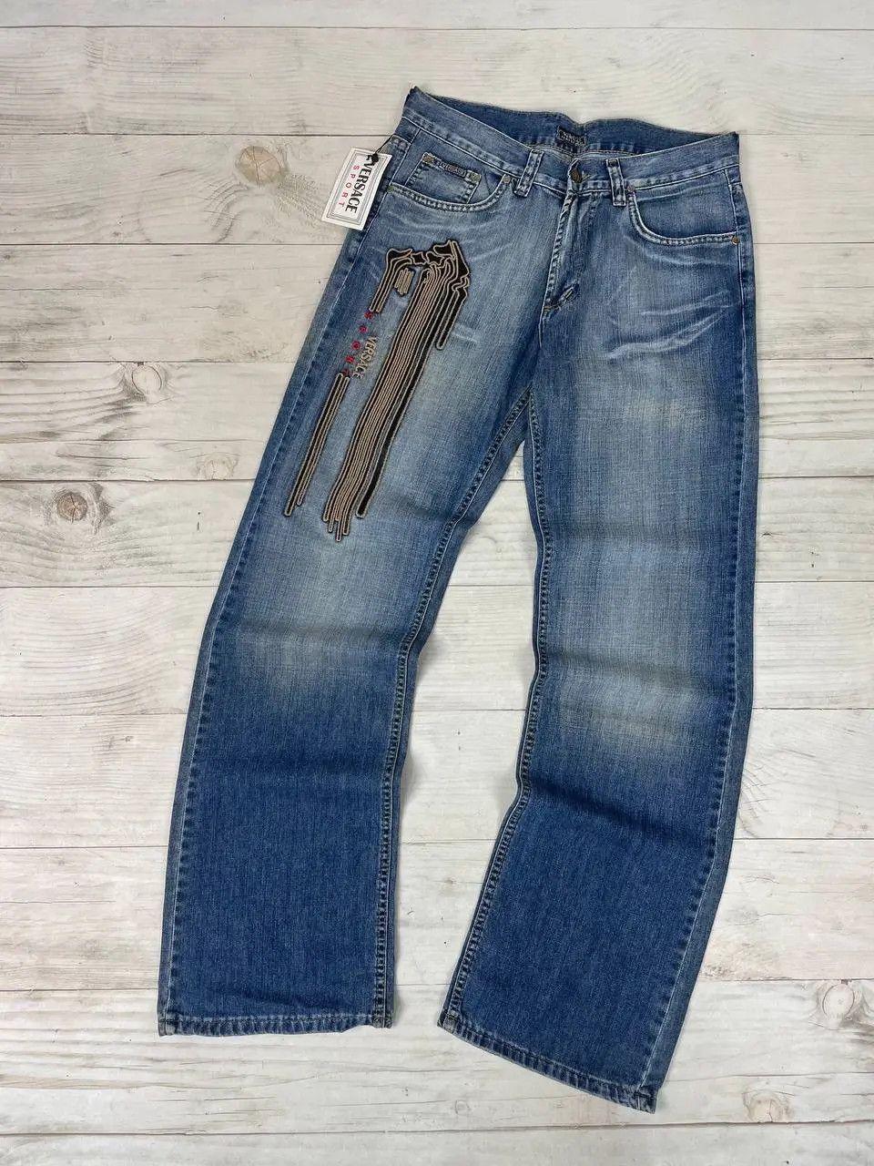 Versace NEW Vintage Versace Classic V2 Big Logo Baggy Jeans 90s Size US 32 / EU 48 - 2 Thumbnail