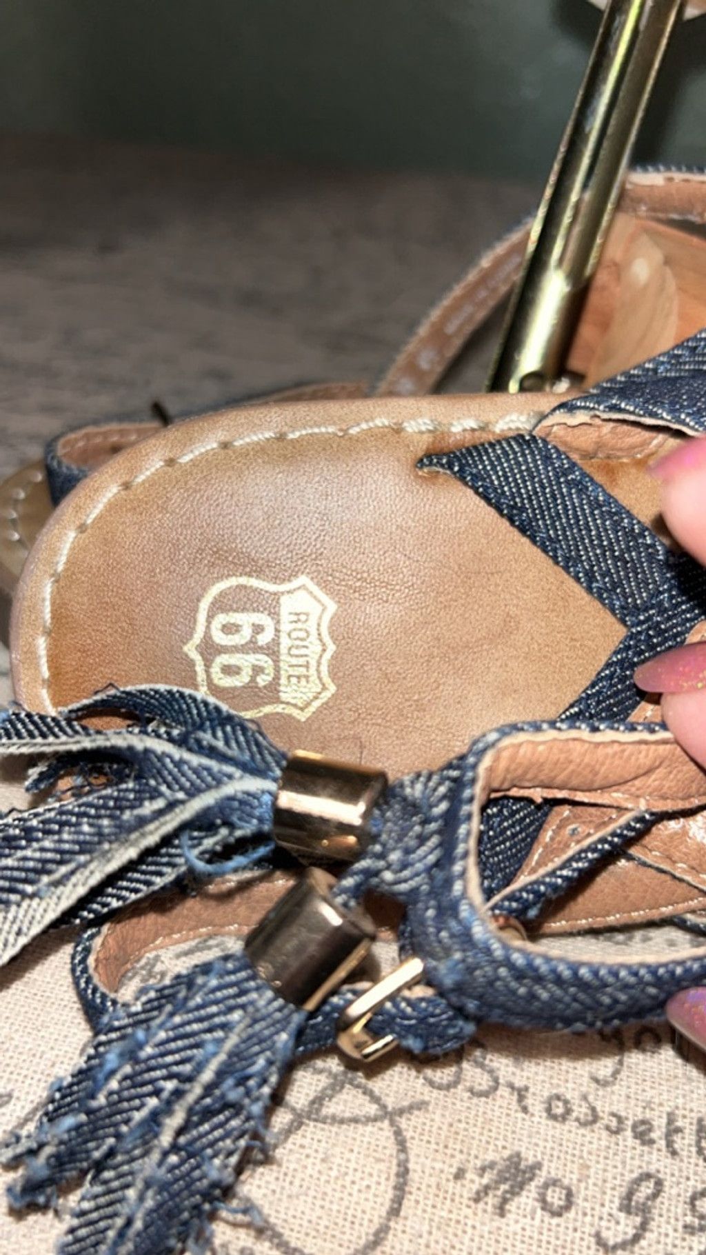 Route 66 Women's Route 66 Sandals Size 8 Blue Brown Denim Tassel Thon Size US 8 / IT 38 - 3 Thumbnail