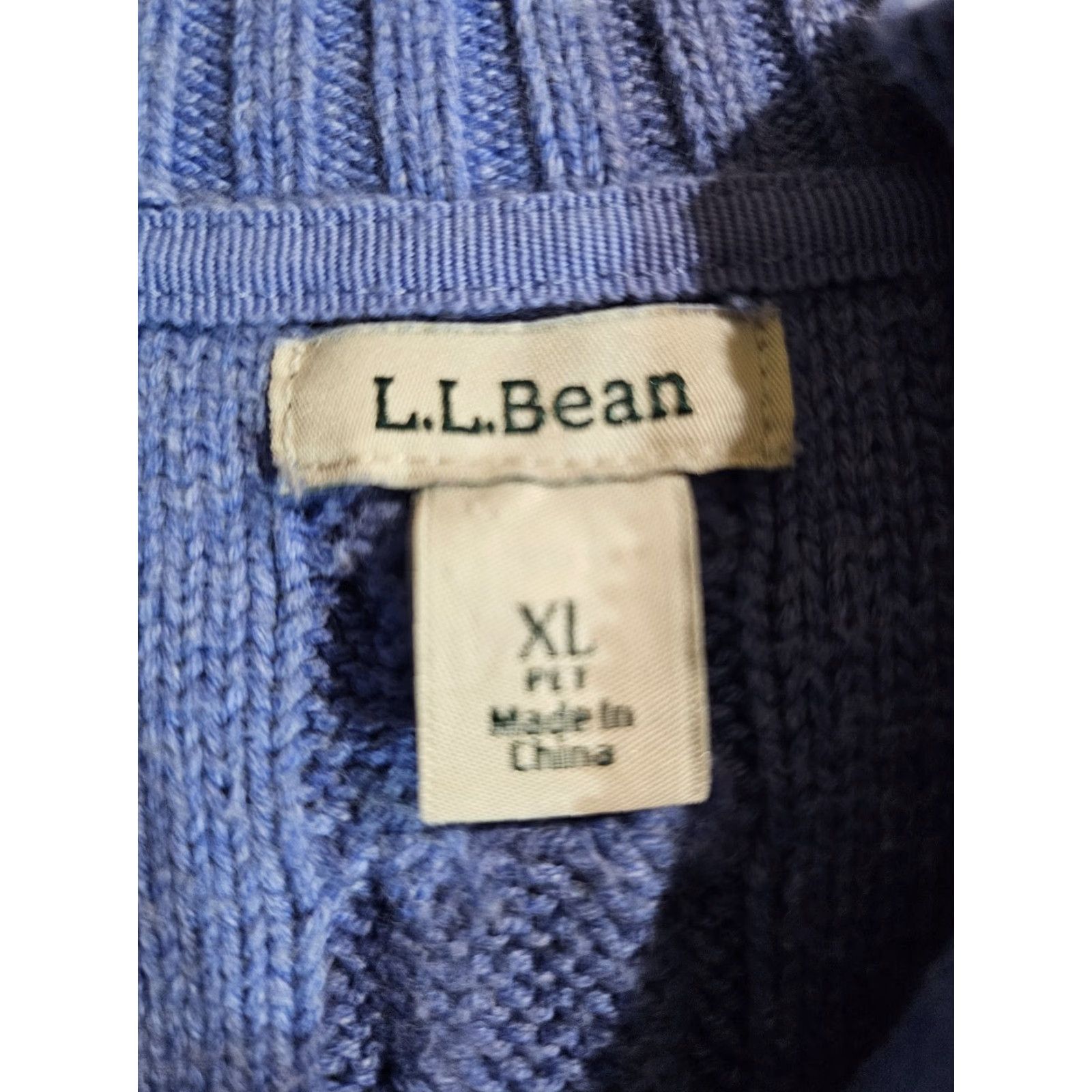 Vintage VINTAGE L.L.Bean Cardigan Sweater Cable Knit Mock Neck Full Zip Womens XL Petite Blue Size XL / US 12-14 / IT 48-50 - 4 Thumbnail