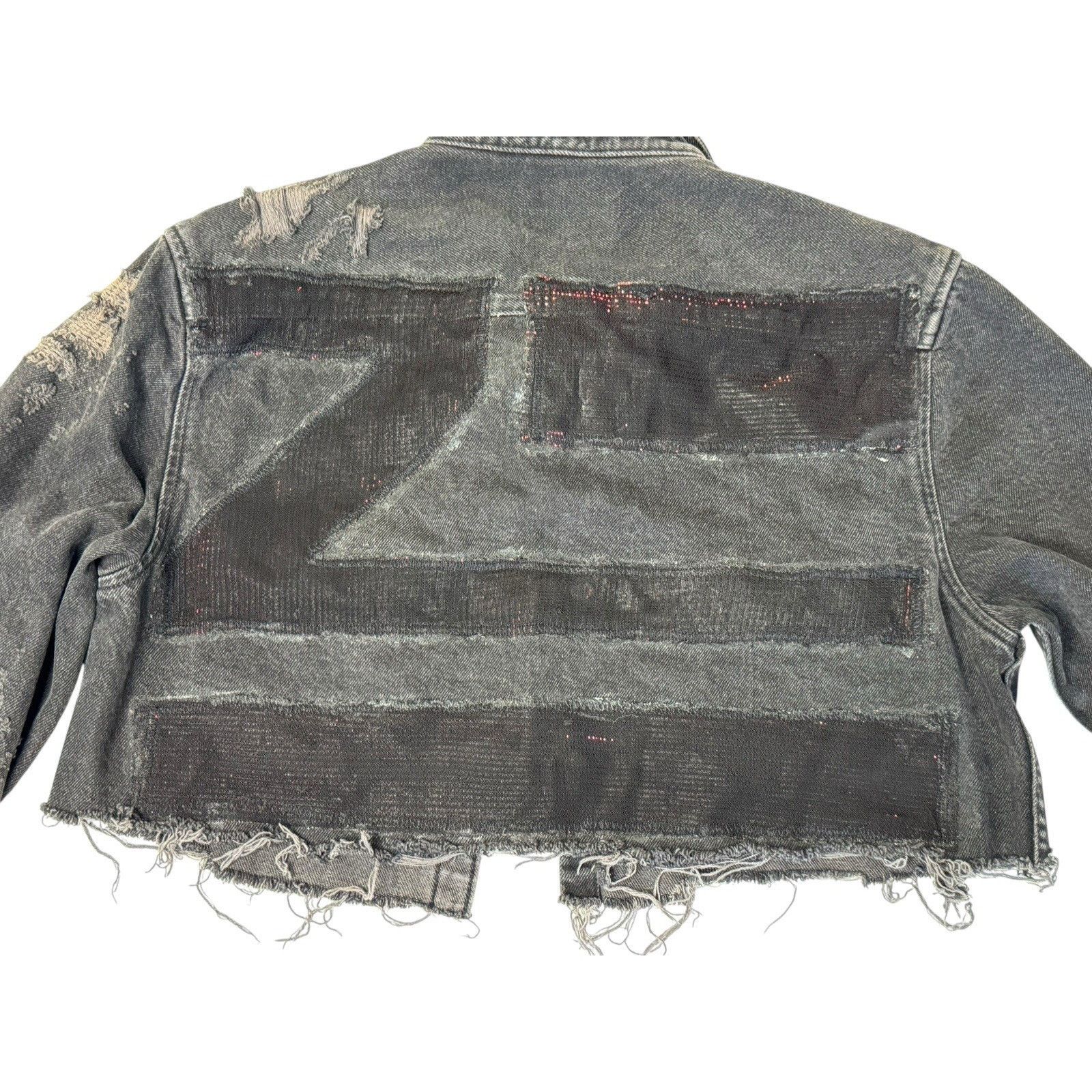 Zara Steven ZHU Deep House Electronic Music Upcycled Denim Jacket Size L / US 10 / IT 46 - 11 Thumbnail