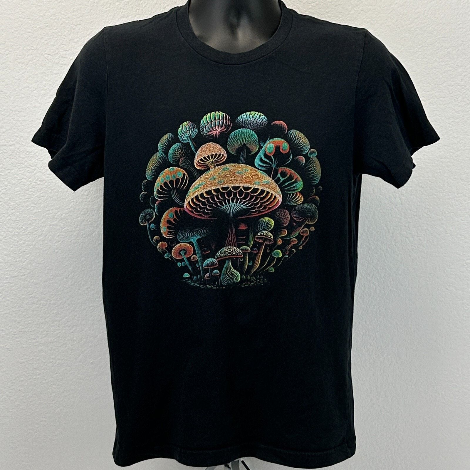 Canvas Magic Mushrooms T Shirt Shrooms Art Short Sleeve Tee Black M Size US M / EU 48-50 / 2 - 2 Thumbnail