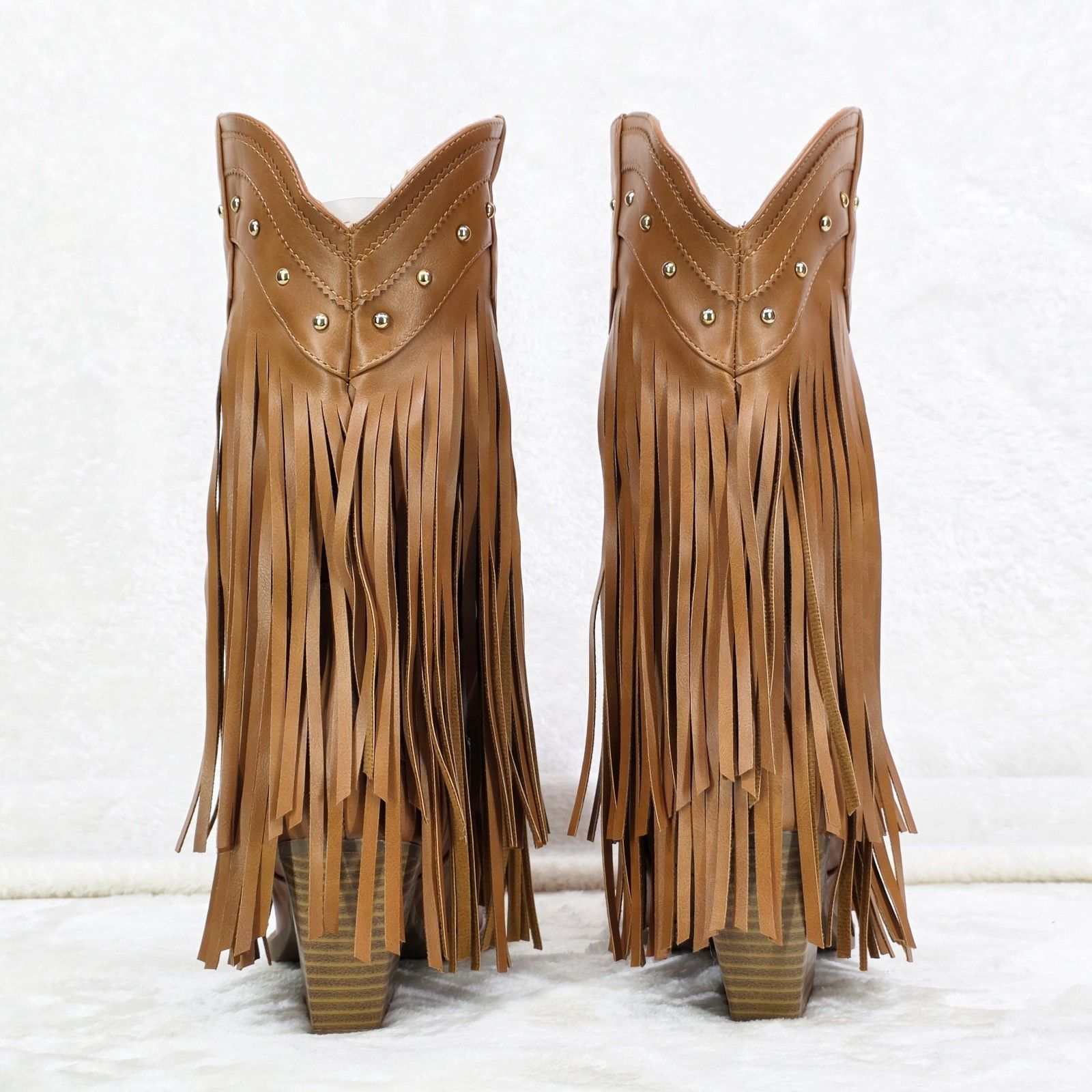 Other Boundary Tan Faux Leather Layered Fringe Country Western Cow Size US 6 / IT 36 - 4 Thumbnail