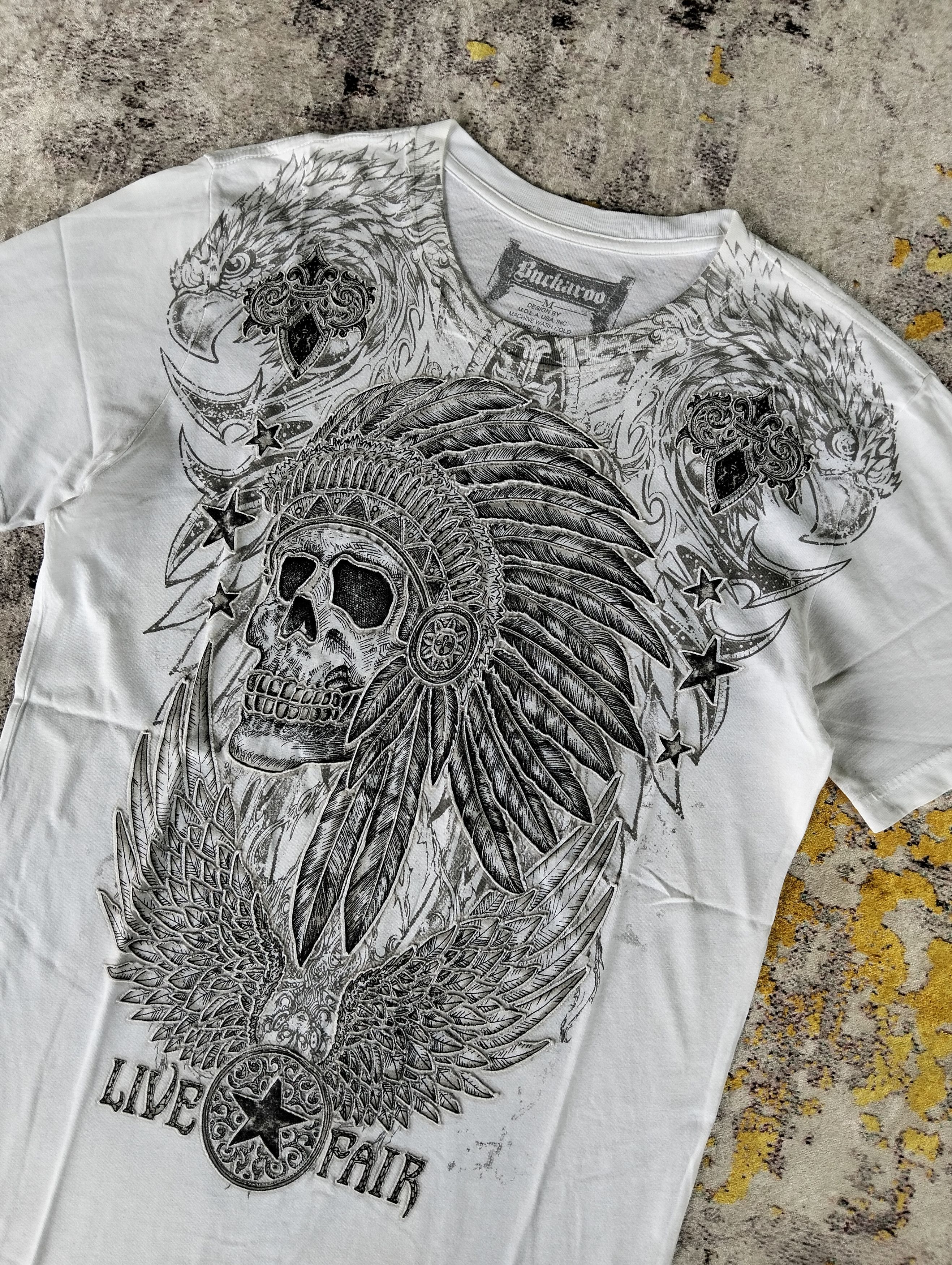 Le Grande Bleu (L.G.B.) Y2K Buckaroo Indian Embroidered Eagle Short Sleeve Tee Size US S / EU 44-46 / 1 - 2 Thumbnail