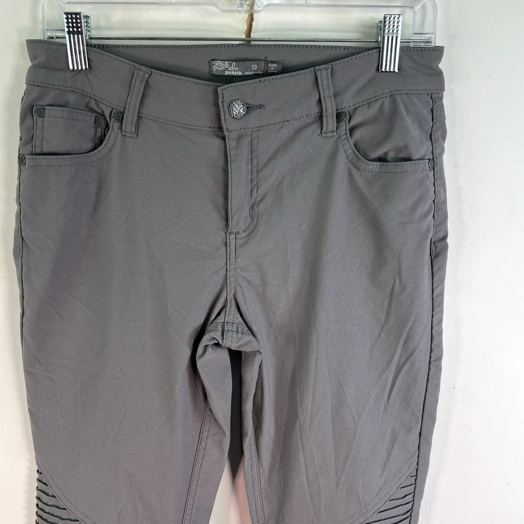 Prana VINTAGE PrANA Brenna Skinny Chino Pants Women Size 10 Gray Twist Fabric Stretch Drop Waist Size 32" / US 10 / IT 46 - 2 Thumbnail