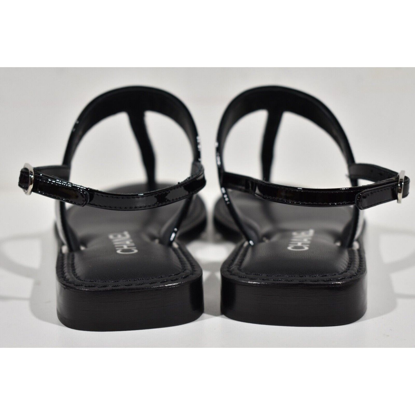 Chanel Chanel 22C Black Patent Silver Chain CC Logo Mule Slide Size US 5 / IT 35 - 11 Thumbnail