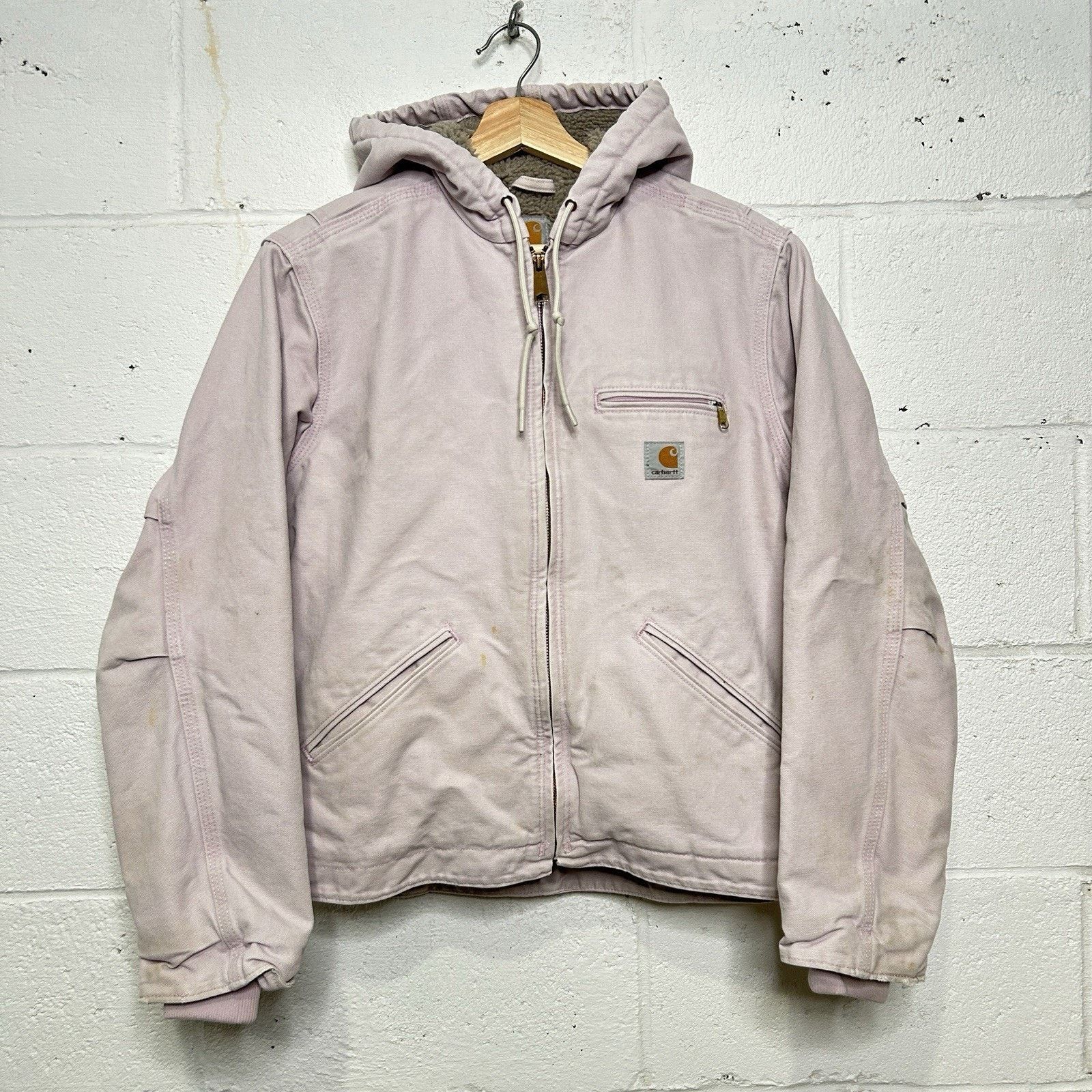 Carhartt Y2k Carhartt Sherpa-Lined Hooded Detroit Jacket “Pale Pink” Size S / US 4 / IT 40 - 1 Thumbnail