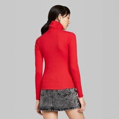 Other Red Long Sleeve Turtleneck Top For Women Stretchy & Soft Ble Size L / US 10 / IT 46 - 3 Thumbnail