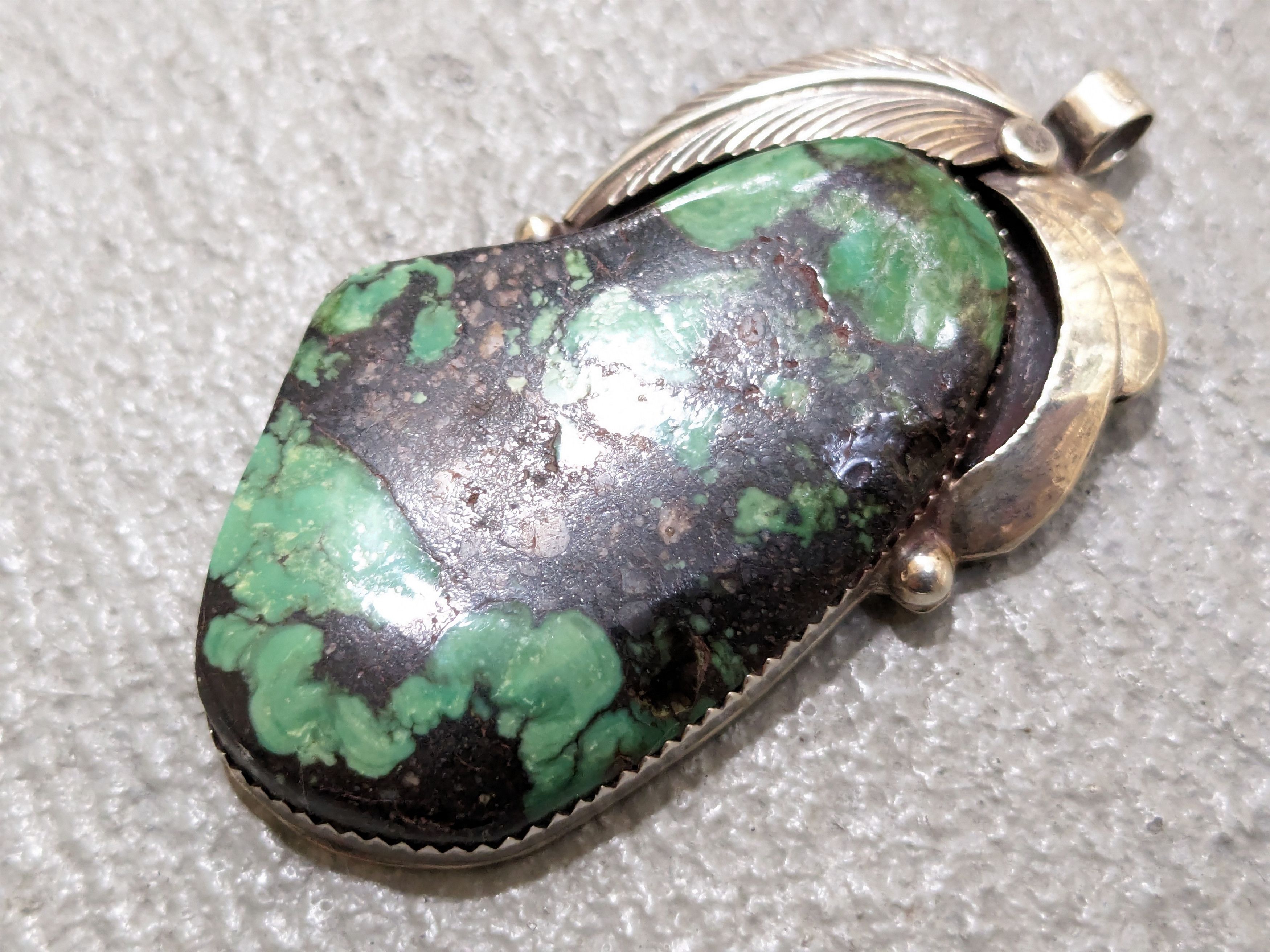 Jewelry Vintage Sterling Silver Pendant Turquoise Modern Leaf Size ONE SIZE - 8 Thumbnail