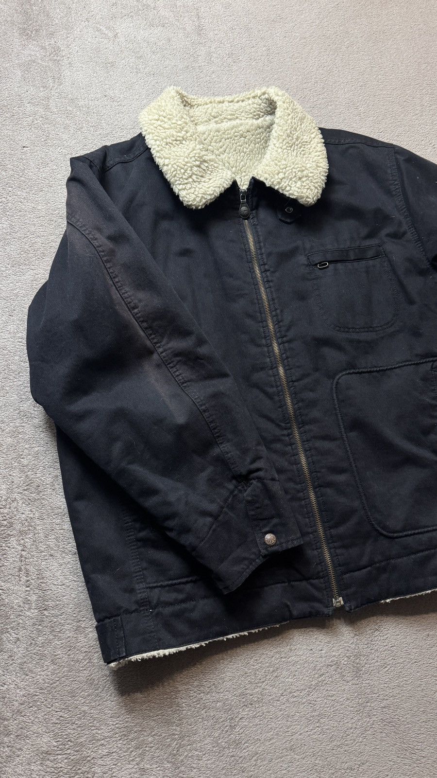 Japanese Brand Vintage Faux Sheepskin Faded Work Jacket carhartt stussy Size US M / EU 48-50 / 2 - 3 Thumbnail