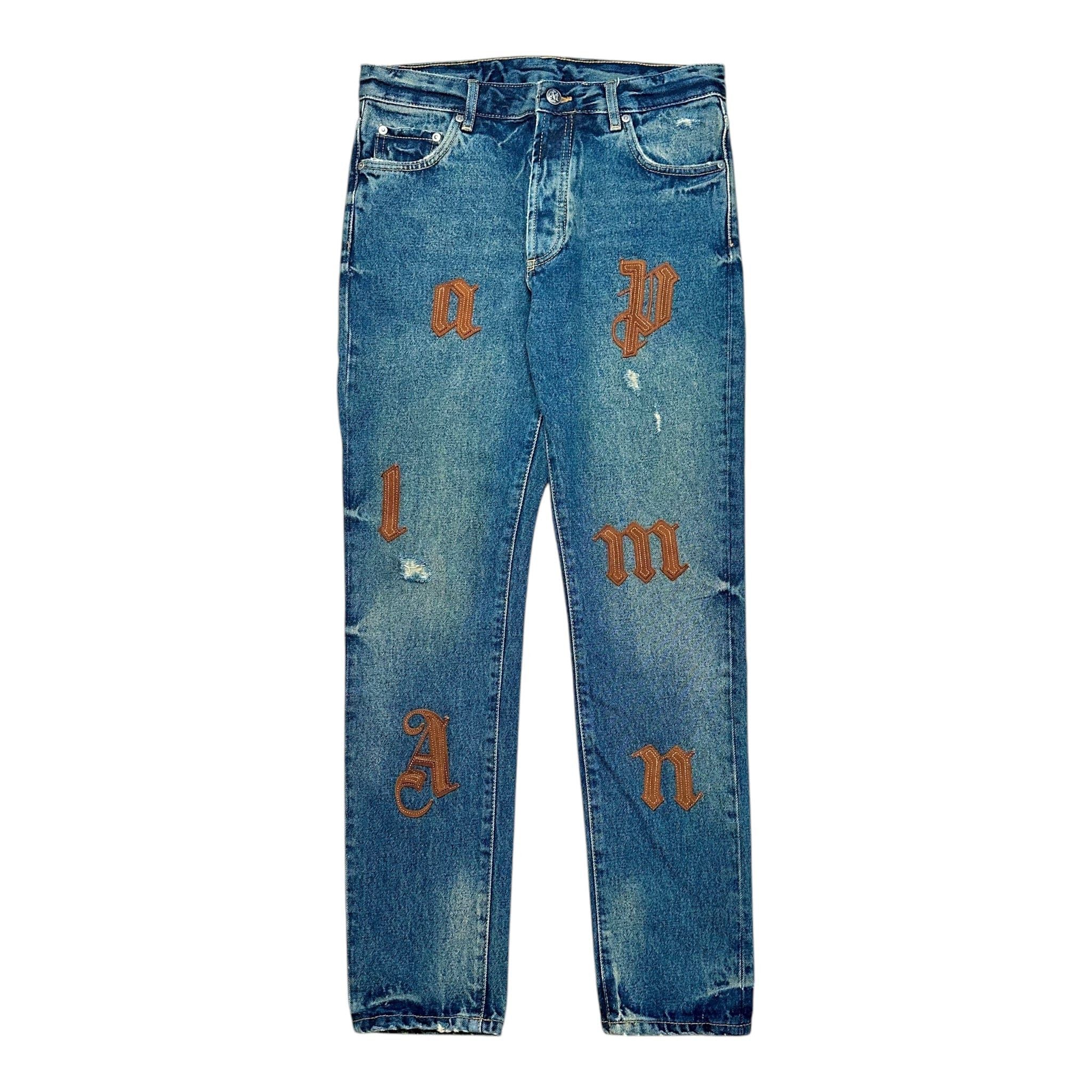 Palm Angels Logo Patches Jeans Blue Golden Brown Size US 30 / EU 46 - 1 Thumbnail