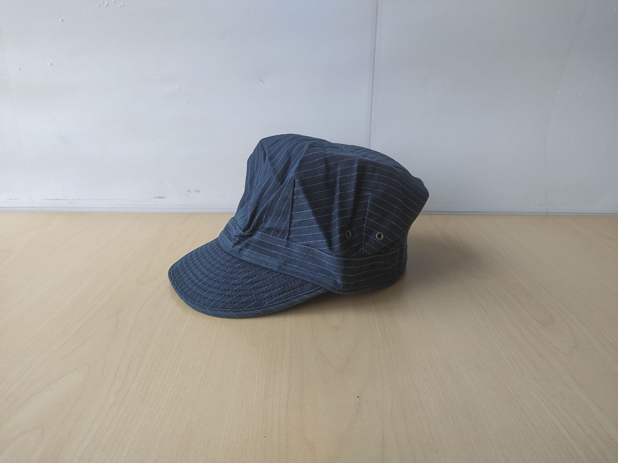 Double RL Striped Denim Newsboy Cap