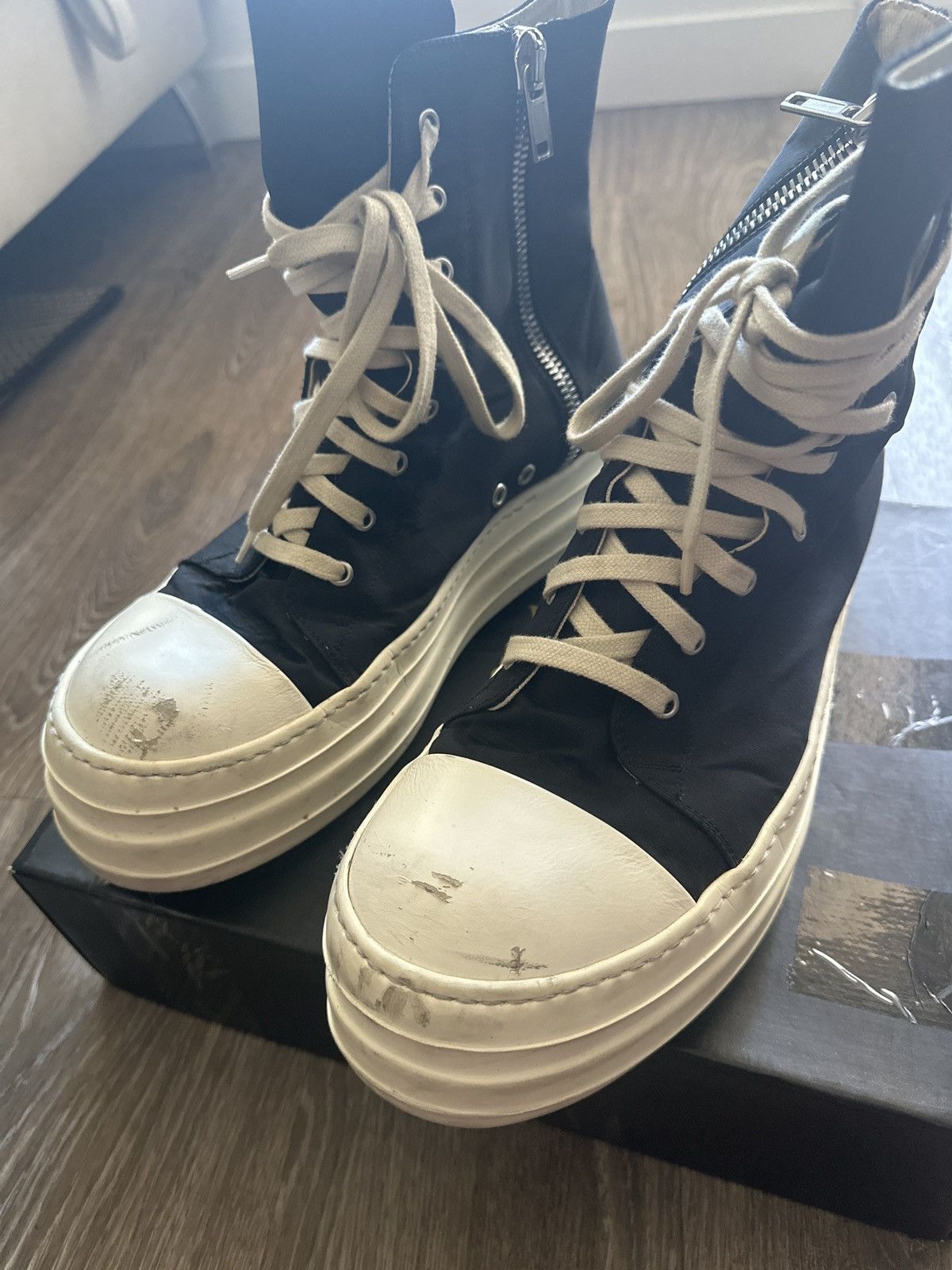 Rick Owens Drkshdw RICK OWENS DRKSHDW Black Double Bumper Sneakers 