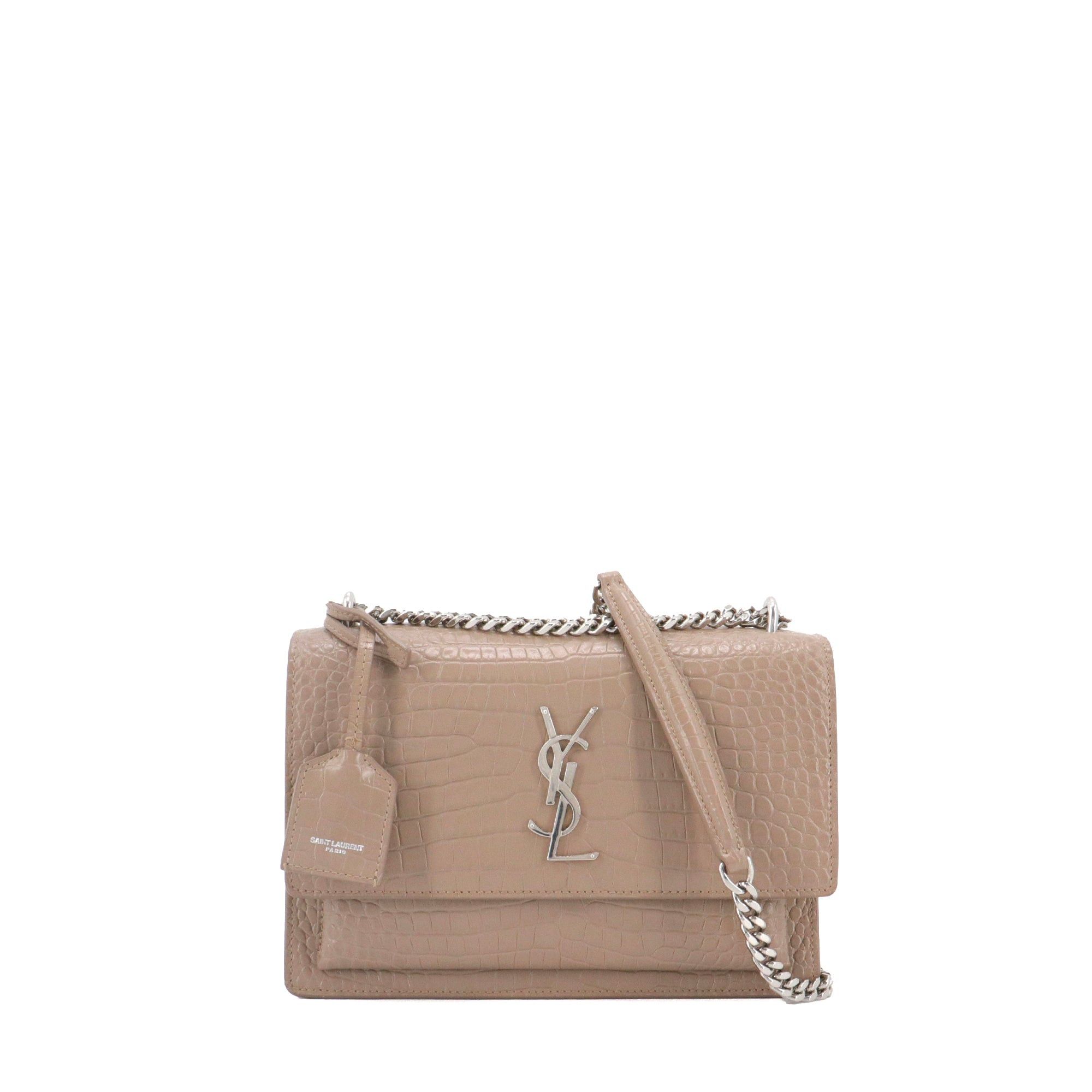 Saint Laurent Paris SAINT LAURENT - Saint Laurent Sunset Medium shoulder bag in brown croc-embossed leather Size ONE SIZE - 1 Thumbnail