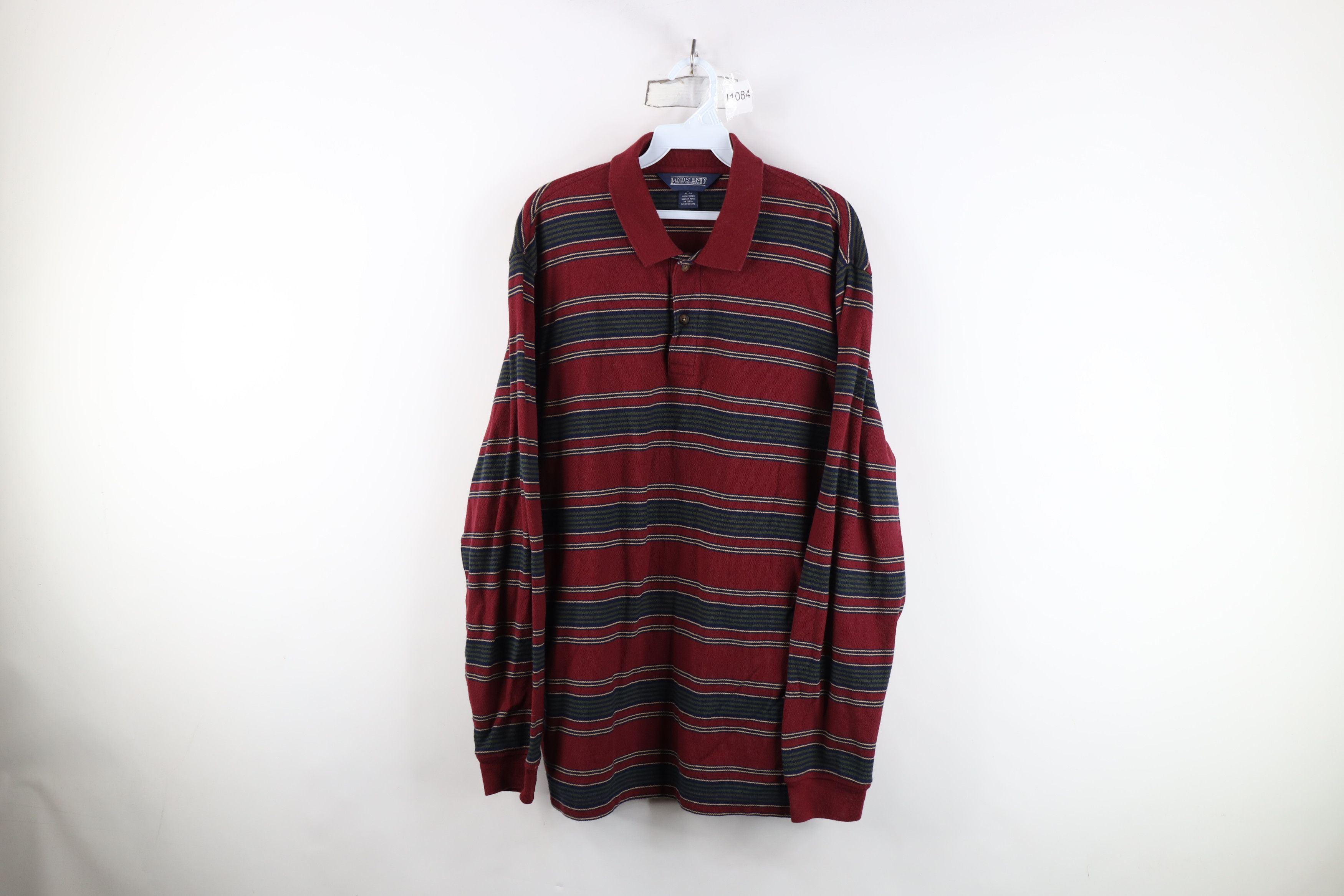 Lands' End Vintage 90s Lands End Block Long Sleeve Rugby Polo Shirt Size US L / EU 52-54 / 3 - 1 Thumbnail