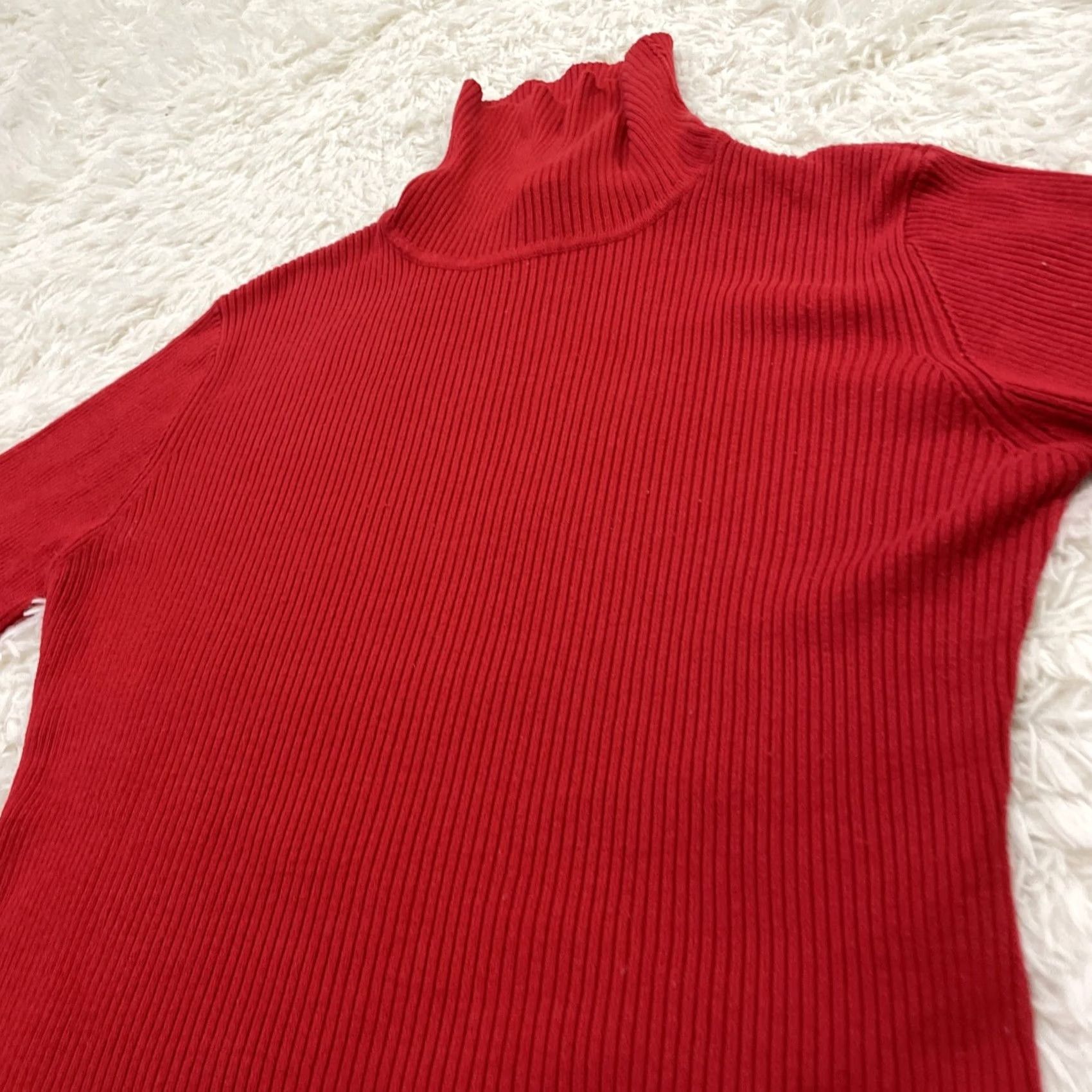 Vintage VINTAGE Casual Corner Turtleneck Sweater Women L Red Ribbed 90s Minimalism Retro 90s Chin Size L / US 10 / IT 46 - 4 Thumbnail