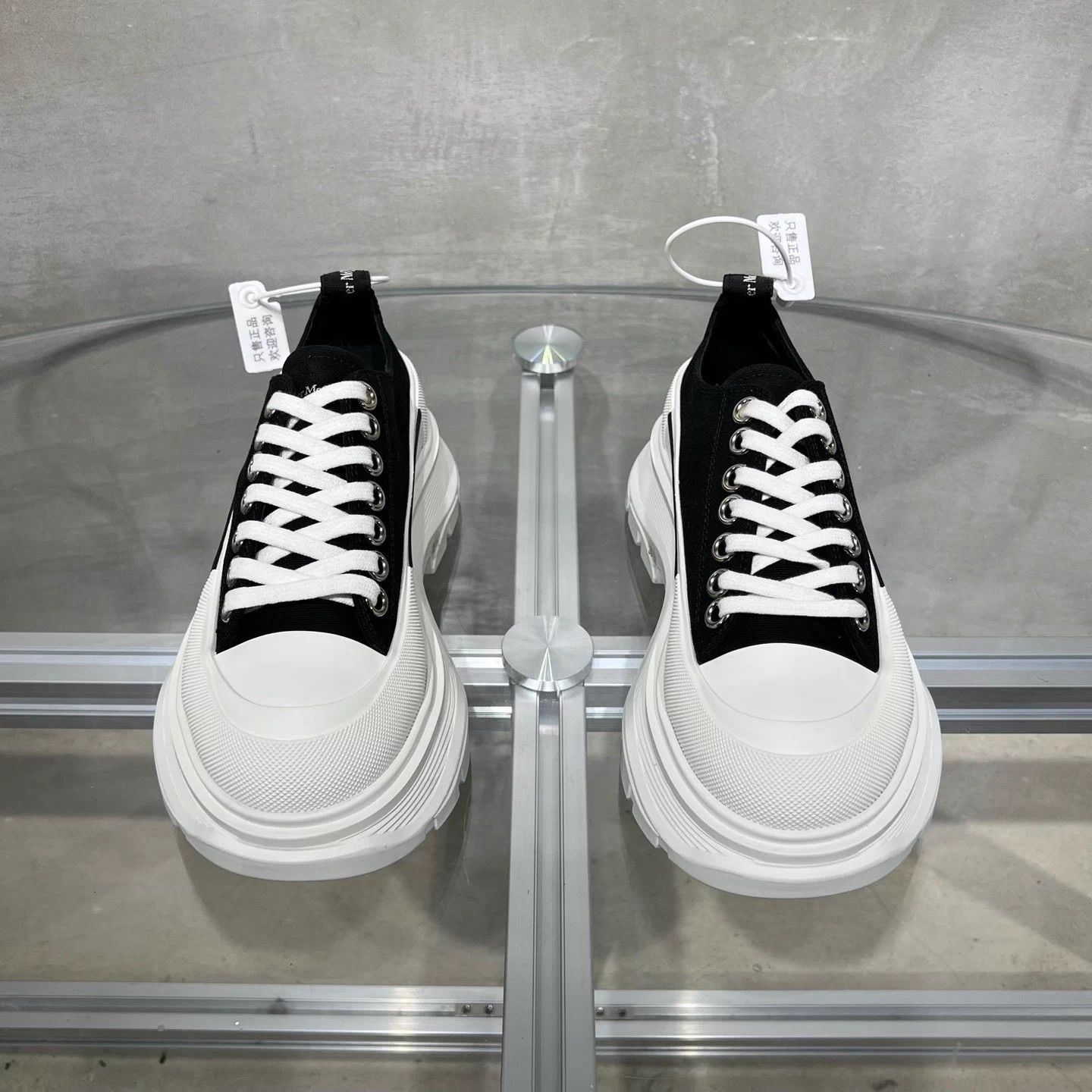 Alexander McQueen AMQ black white Martin boots 35.5 new tried Size US 5.5 / IT 35.5 - 1 Thumbnail