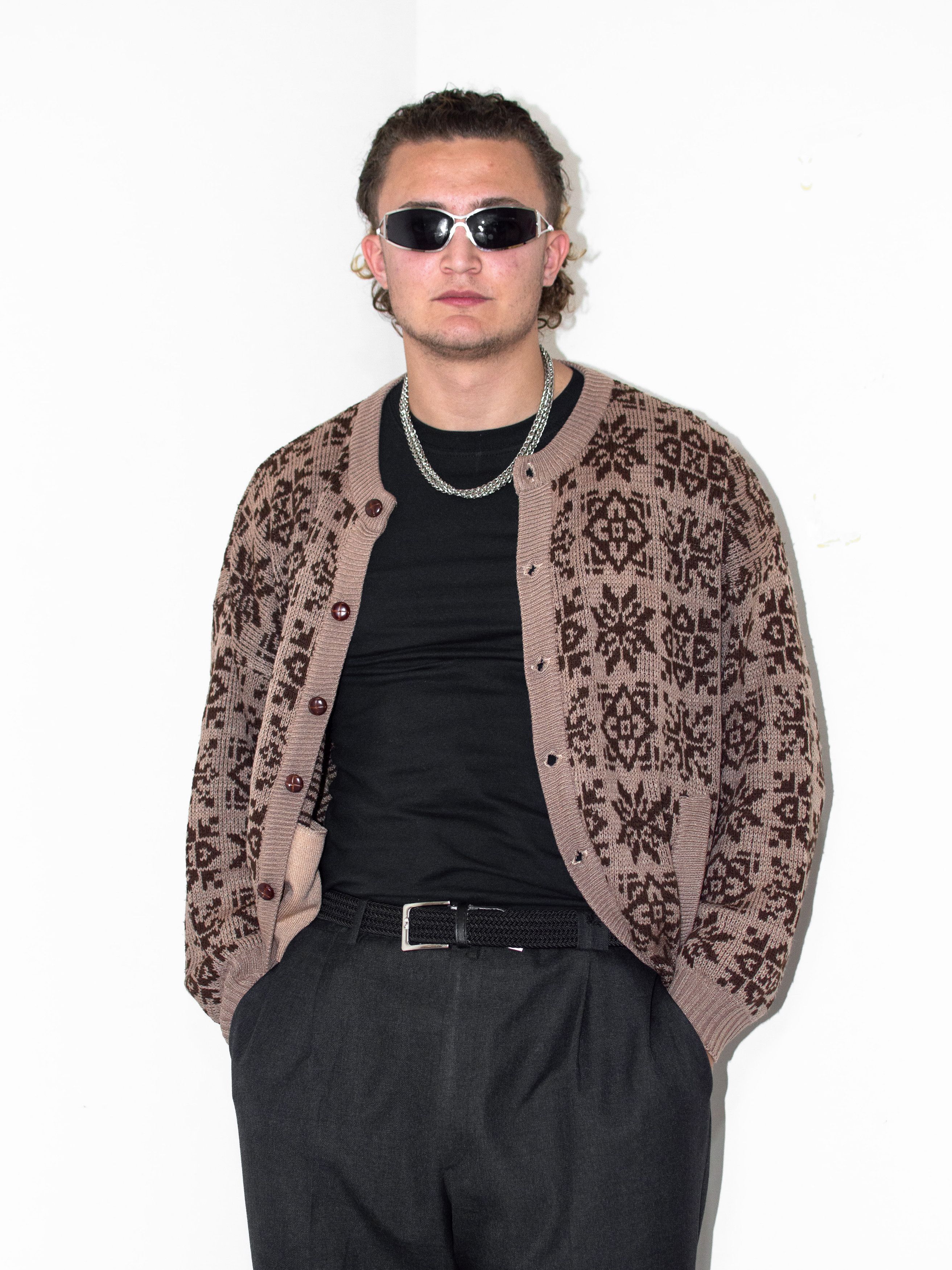 Vintage Vintage 90s Geometric Pattern Button Down Brown Cardigan Size US XL / EU 56 / 4 - 2 Thumbnail