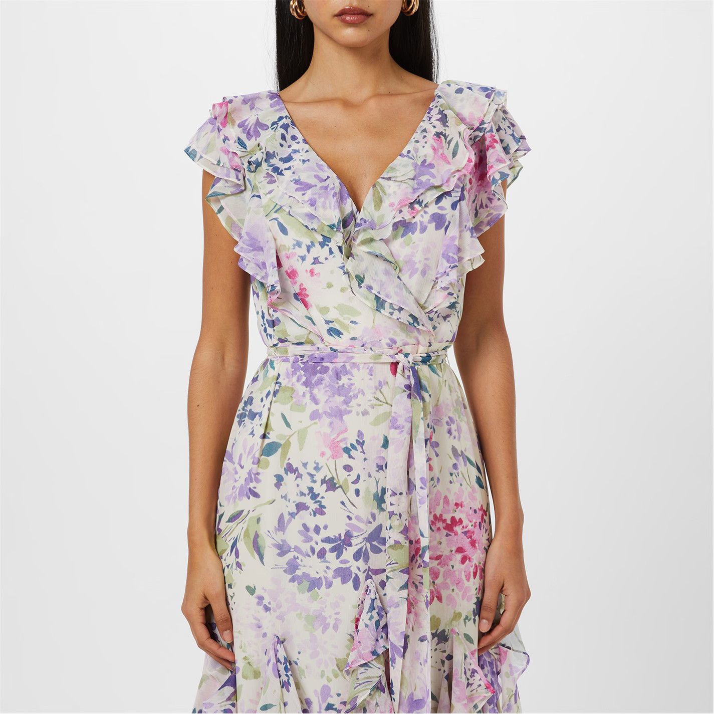 Lauren Ralph Lauren o1g2r1mq0825 Floral Ruffle-Trim Georgette Gown in Multicolor Size XS / US 0-2 / IT 36-38 - 5 Thumbnail