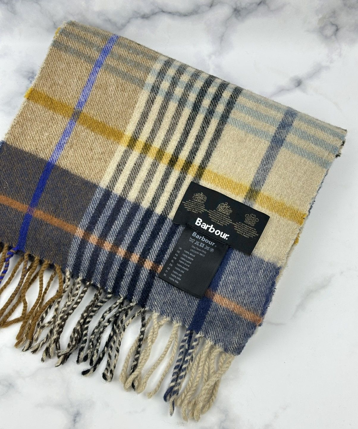 Barbour Barbour 100% Wool Scarf Tartan Check Size ONE SIZE - 2 Thumbnail