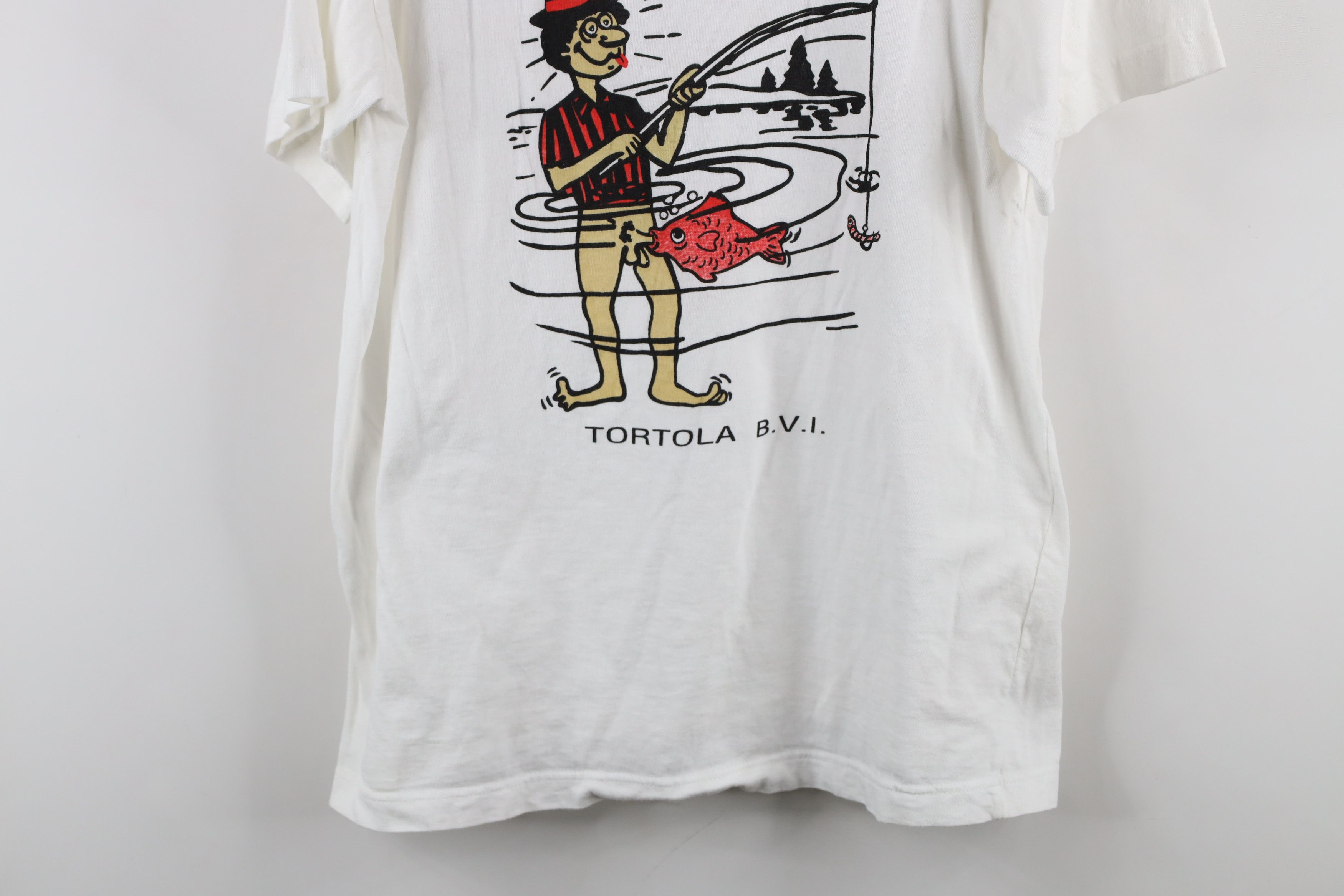 Vintage Vintage 90s Streetwear Comic One Happy Fisherman BJ T-Shirt Size US L / EU 52-54 / 3 - 3 Thumbnail