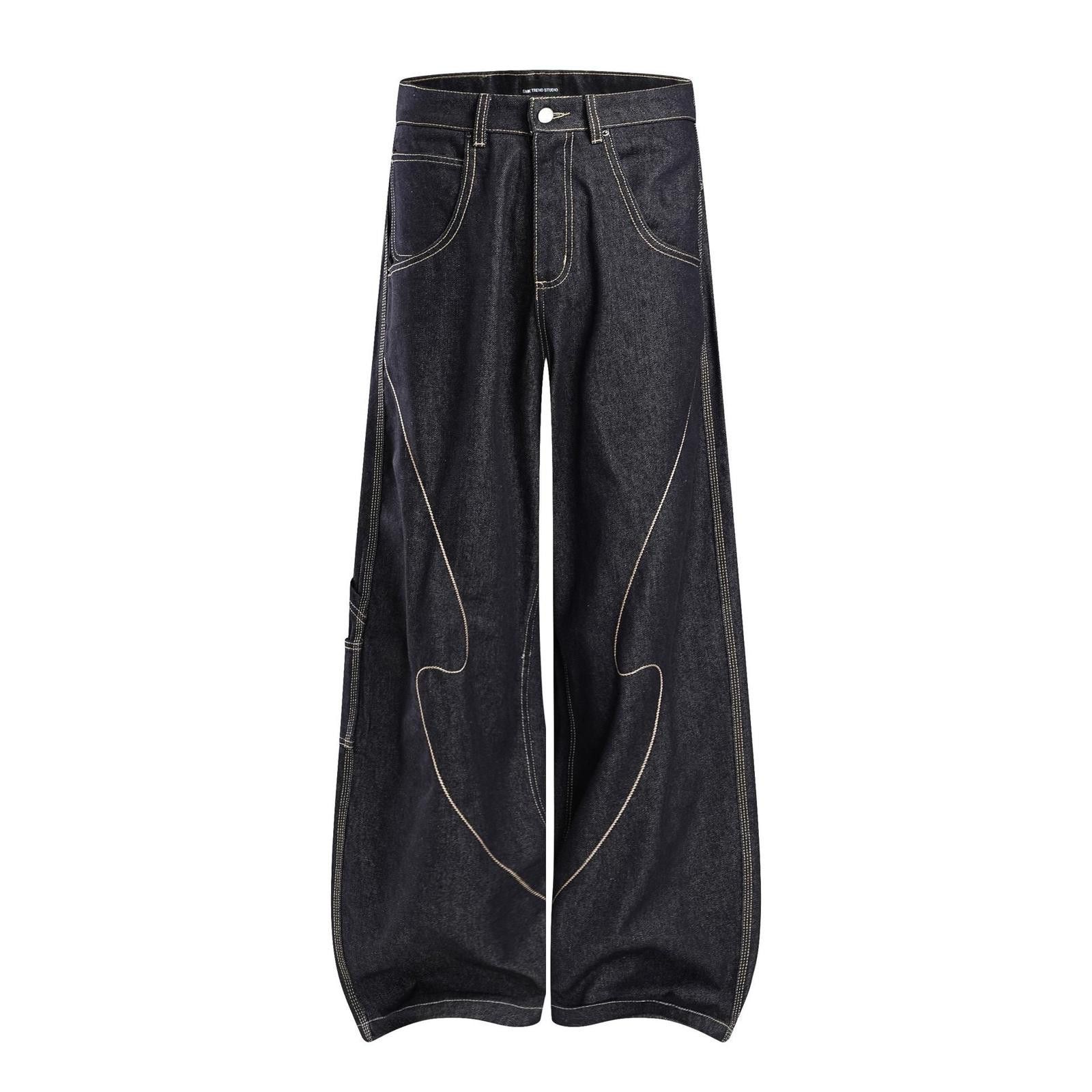 Japanese Brand Black Wide Leg Denim Jeans, Loose Fit Carpenter Pants Size US 30 / EU 46 - 1 Thumbnail