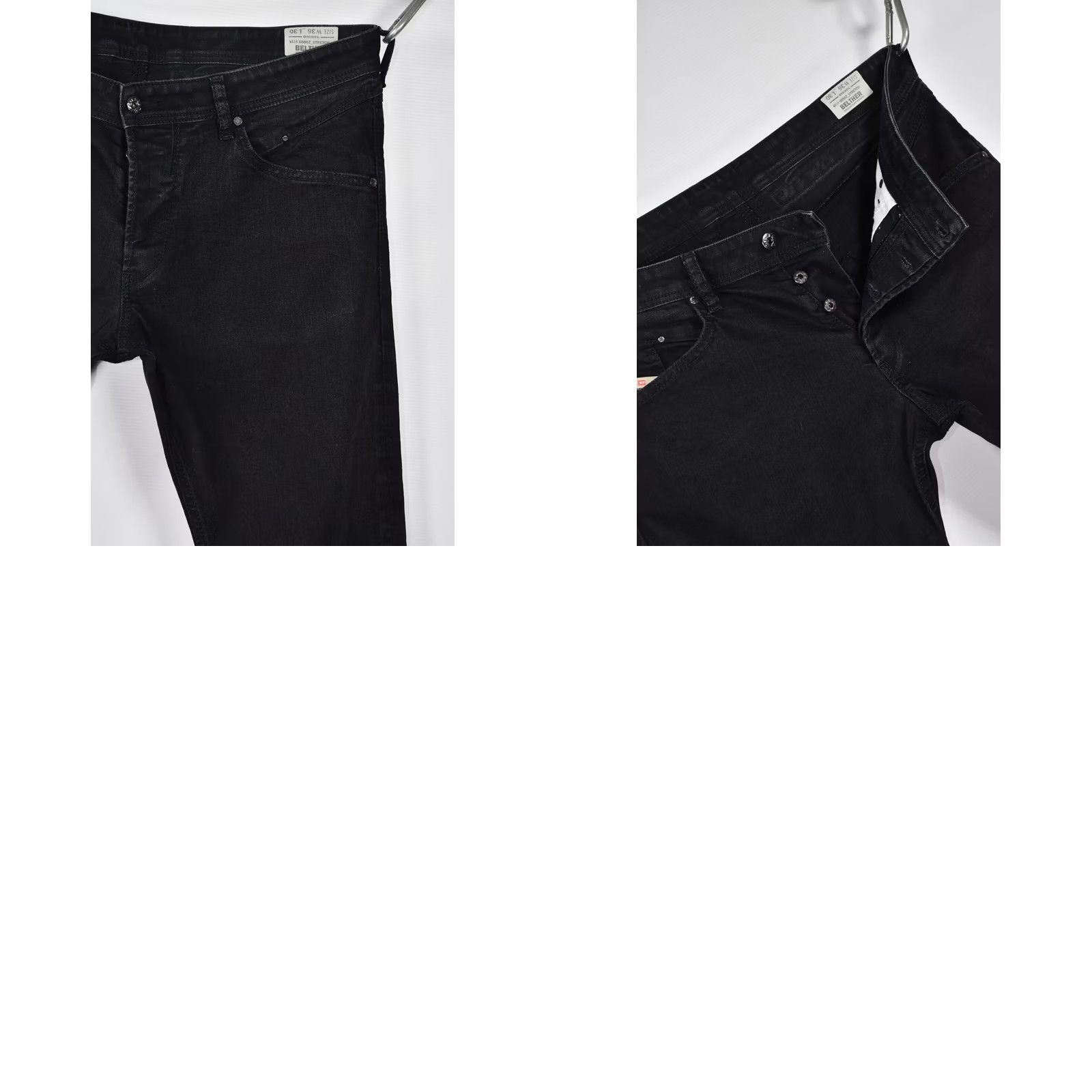 Diesel DIESEL Belther 0886Z Stretch Regular Slim-Tapered Jeans W36/L30 Mens Slim 98%Cotton 2%Elastane Black Denim 5-Pocket Inseam 30" Regular Size 36 Size US 36 / EU 52 - 8 Thumbnail