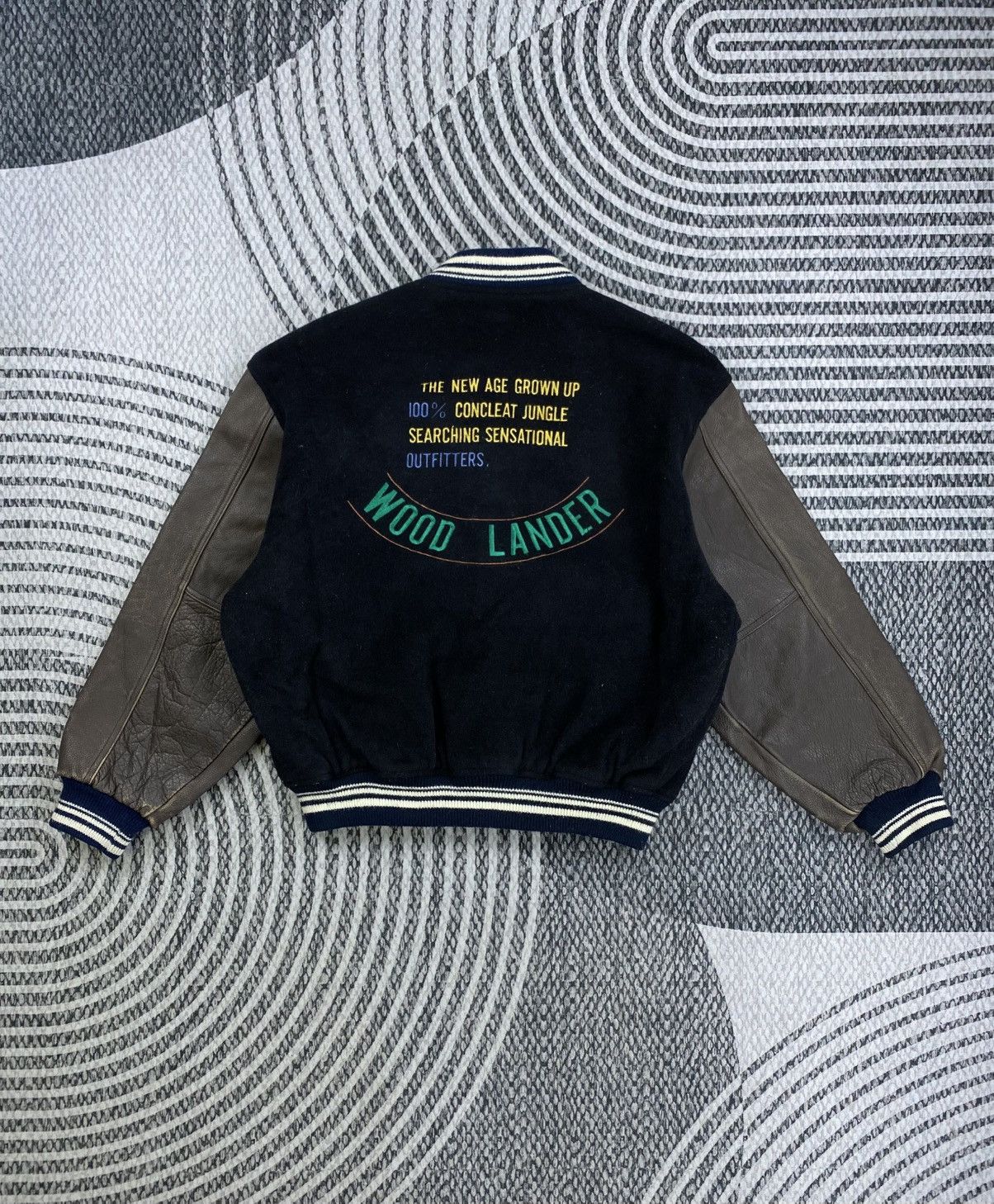 Japanese Brand Vintage Wood Lander Leather Sleeve Varsity Jacket Size US L / EU 52-54 / 3 - 2 Thumbnail