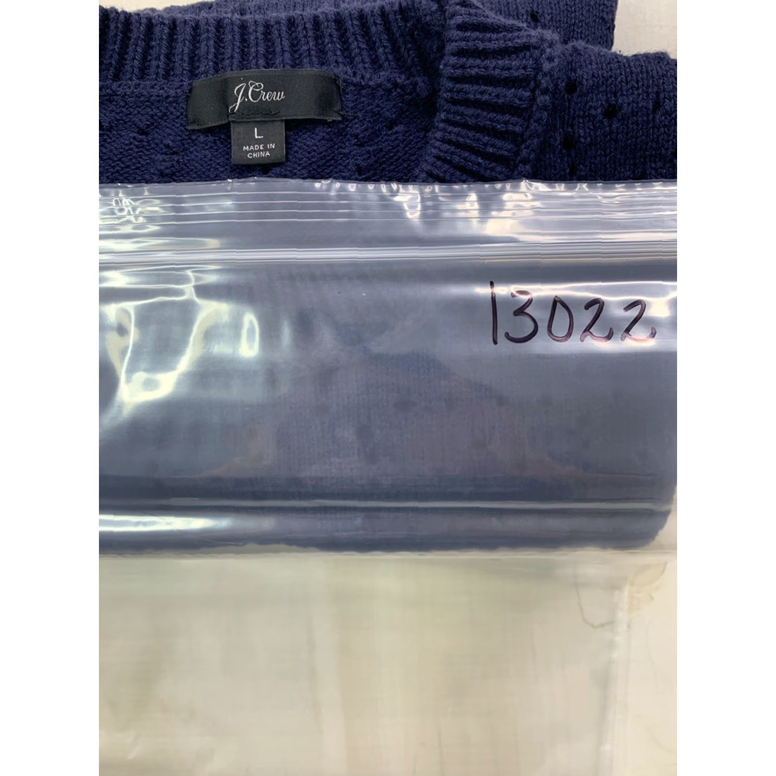 J.Crew J.CREW Preppy Navy Open-Hole Knit Womens Sweater L Knit Pullover Crew Neck Cotton Casual Winter Spring Fall Size L / US 10 / IT 46 - 6 Thumbnail