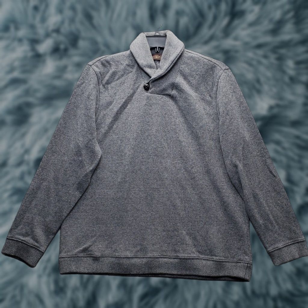 Tasso Elba Tasso Elba Sweatshirt Mens XL Gray Heather Shawl Collar Long Sleeve Size US XL / EU 56 / 4 - 1 Thumbnail