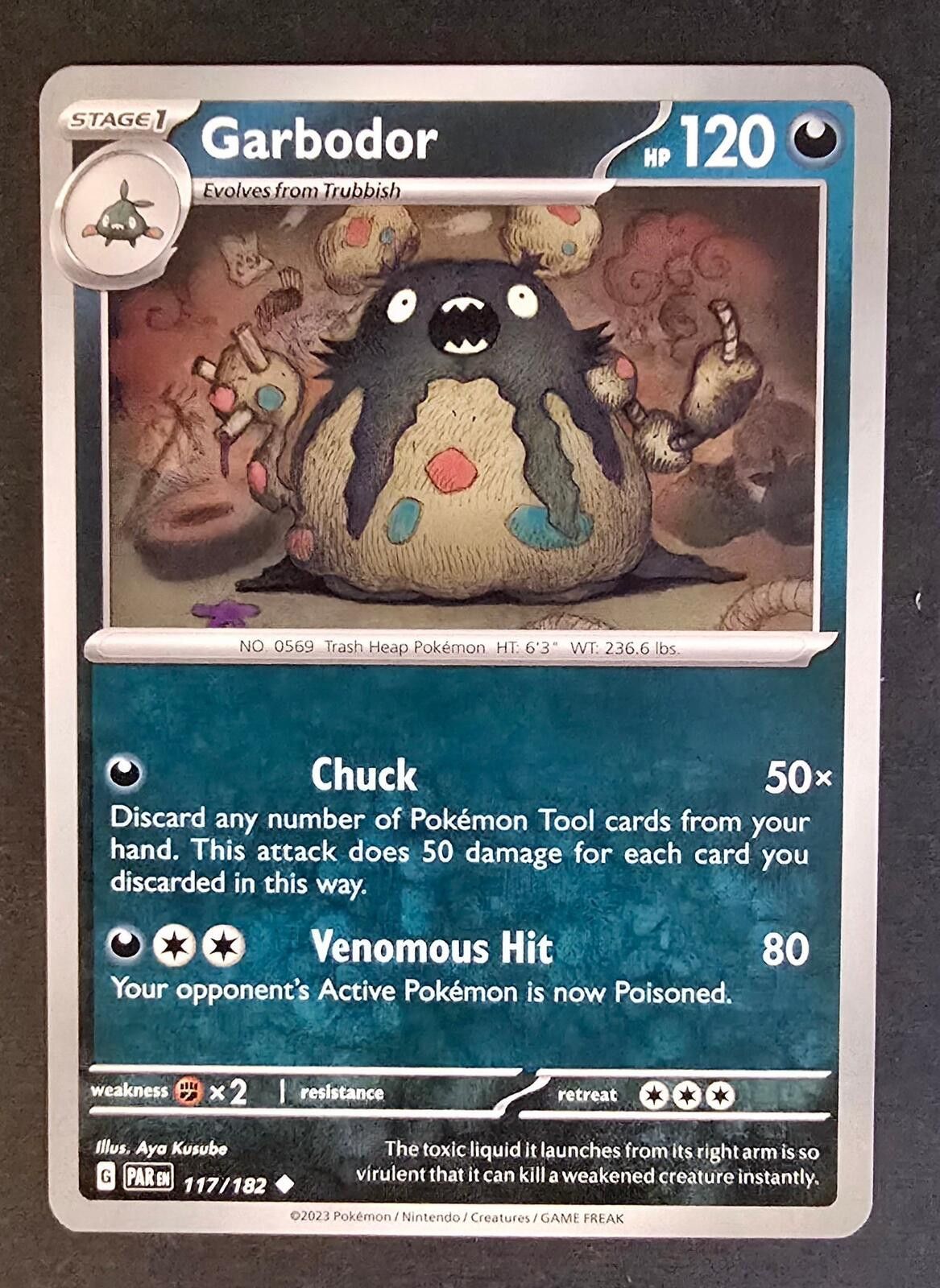 Pokemon Garbodor Pokémon card Paradox Rift expansion (117/182). Size ONE SIZE - 1 Thumbnail