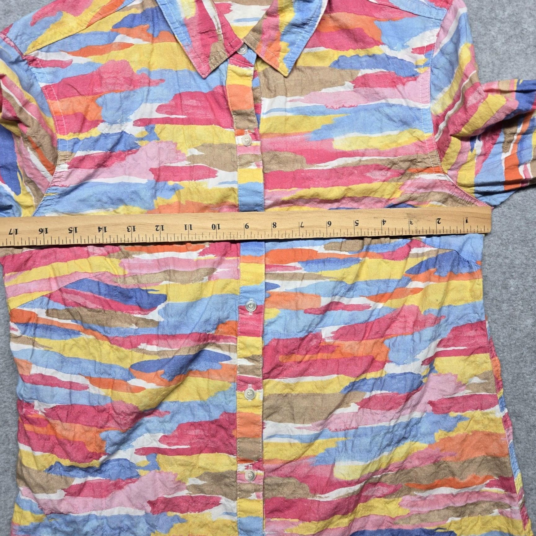J.McLaughlin J.McLaughlin Shirt Womens XS Multicolor Watercolor Print Button-Down Long Sleeve Size XS / US 0-2 / IT 36-38 - 7 Thumbnail