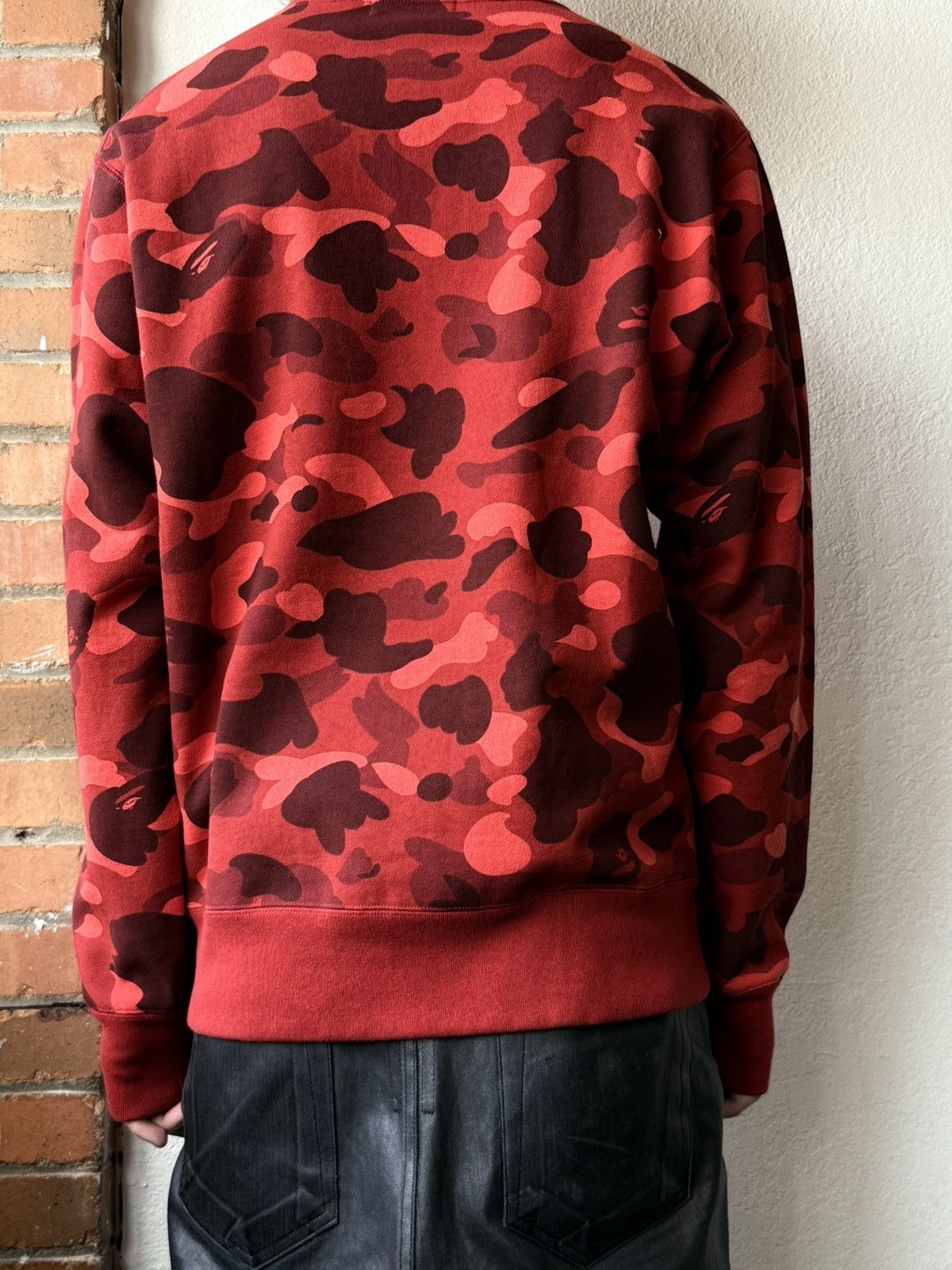 Bape Bape Red / Black Camo Long Sleeve Crewneck Size US XL / EU 56 / 4 - 4 Thumbnail