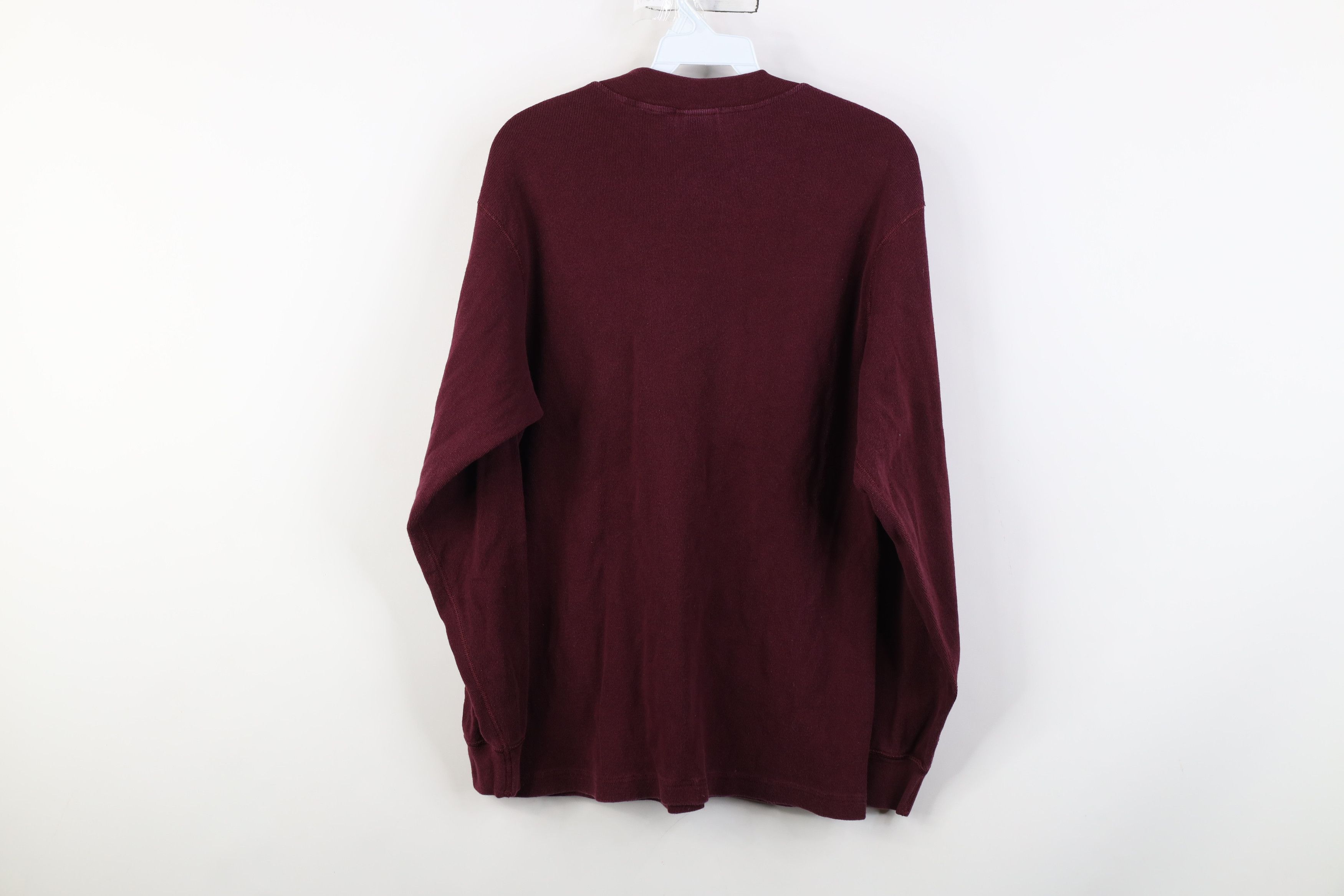 Vintage Vintage 90s Streetwear Ribbed Knit Henley T-Shirt Maroon Size US L / EU 52-54 / 3 - 10 Thumbnail