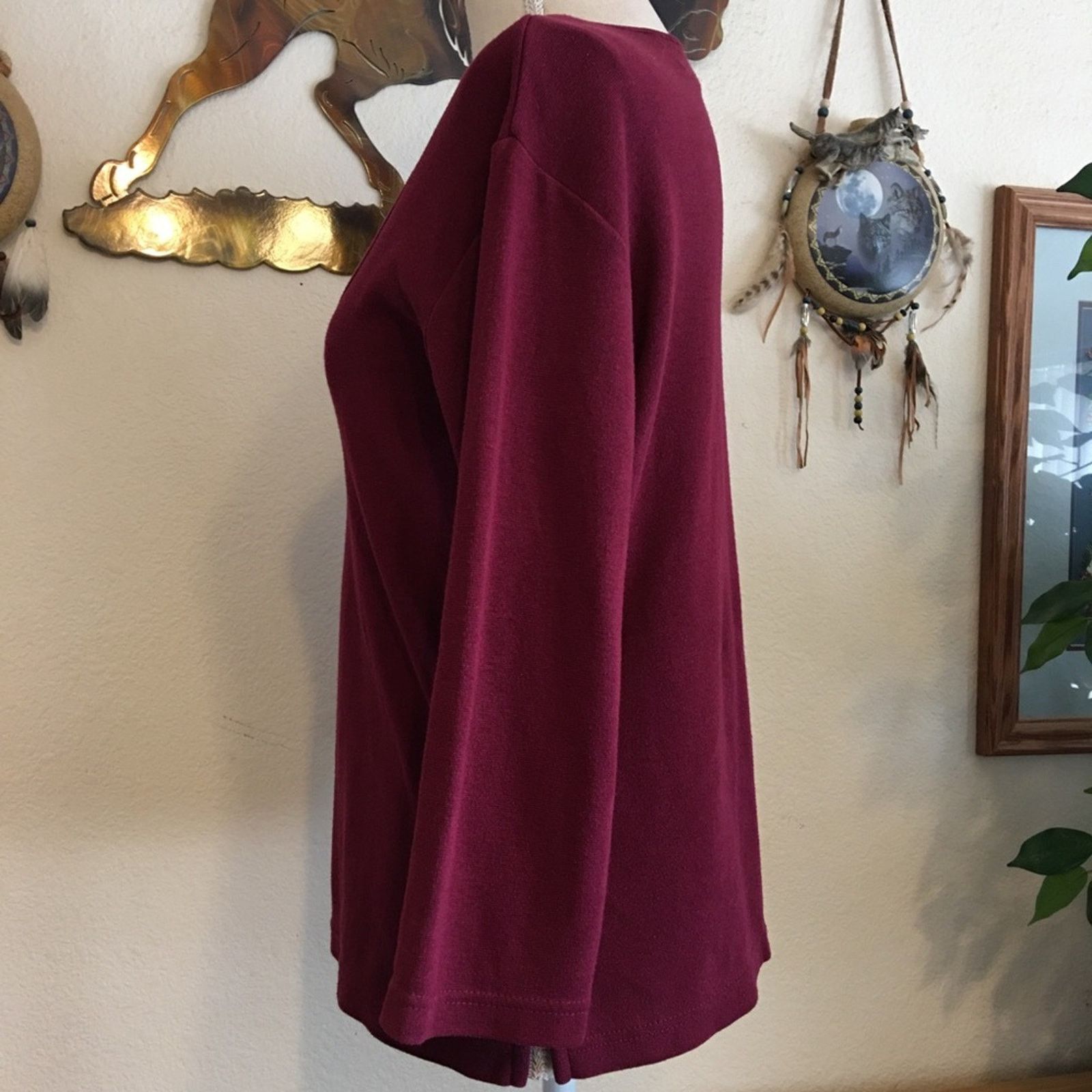 Vintage Vintage 90s Fashion Bug burgundy scoop neck top Size S / US 4 / IT 40 - 2 Thumbnail