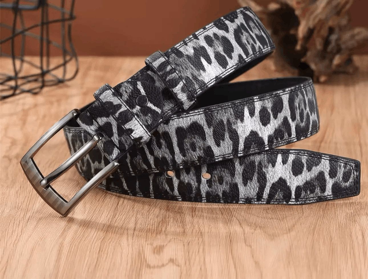 Japanese Brand Leopard Print PU Leather Belt Size ONE SIZE - 1 Thumbnail