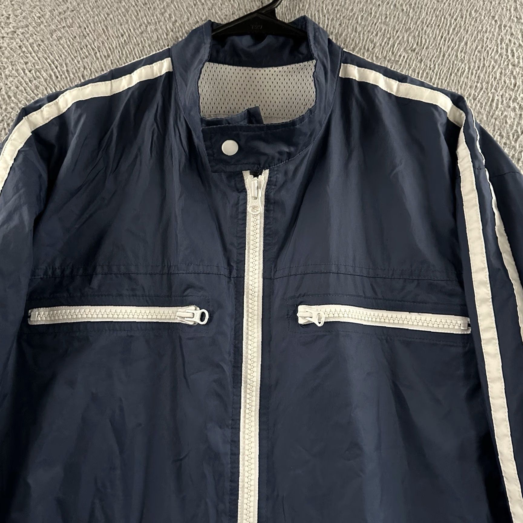 Old Navy VINTAGE Old Navy Windbreaker Jacket Mens L Blue White Full Zip Y2K Size US L / EU 52-54 / 3 - 2 Thumbnail