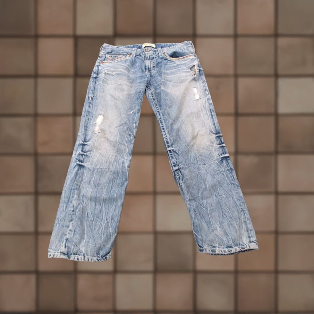 Vintage BIG STAR Jeans Mens 36 Straight Distressed Blue Denim 31in Inseam Casual Buckle Previous Tag Buckle Size US 36 / EU 52 - 1 Thumbnail