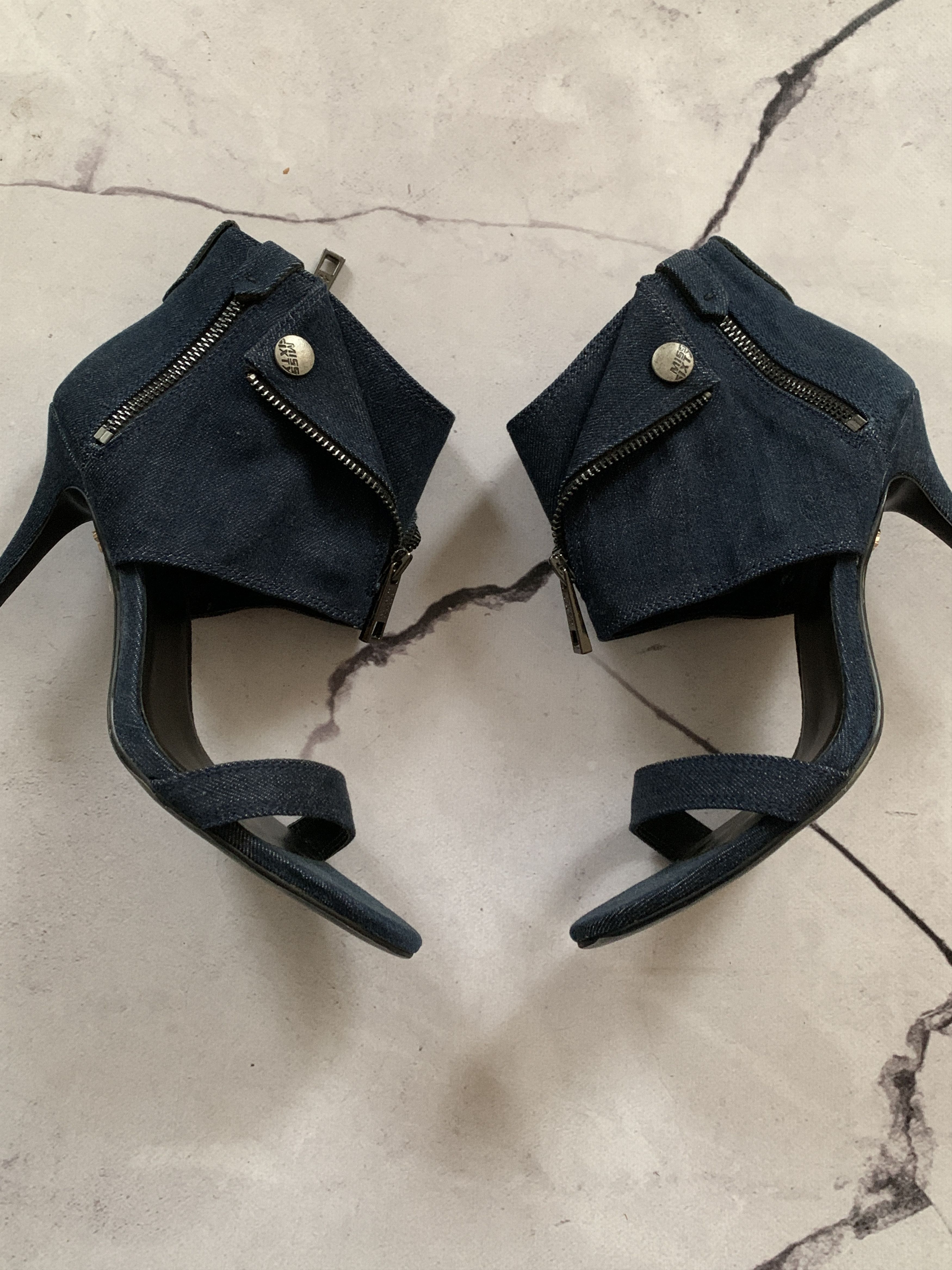 Miss Sixty Miss Sixty Blue Denim Ankle High Heels Zipper Y2K Grunge Size US 8.5 / IT 38.5 - 5 Thumbnail