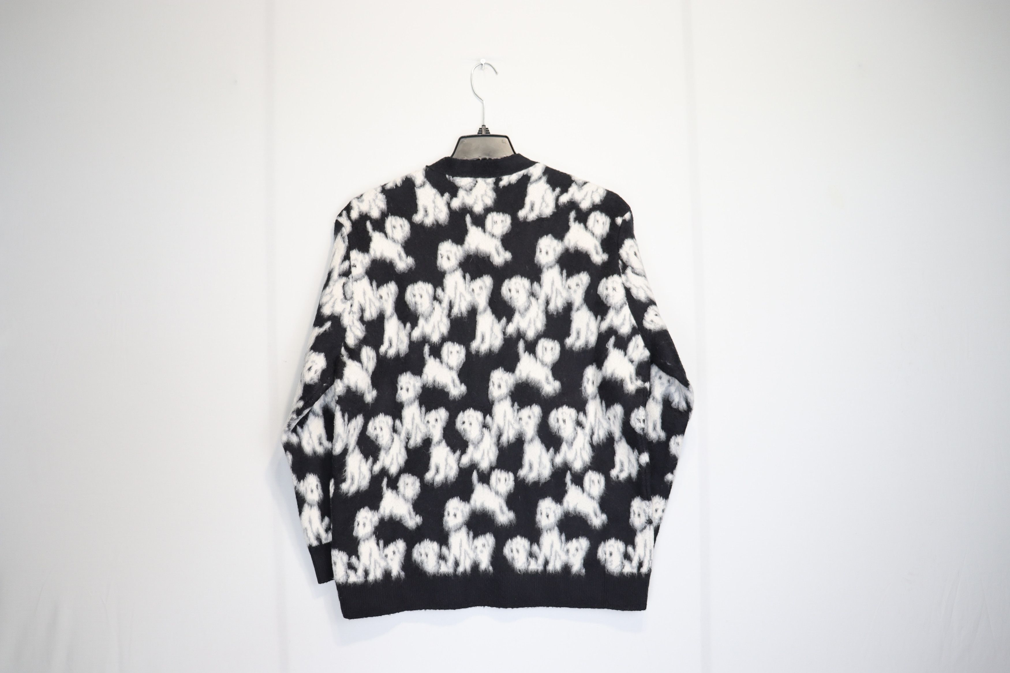 Celine o1rshd1 V Neck Puppy Cotton Blend Cardigan in White/Black Size US XXL / EU 58 / 5 - 6 Thumbnail