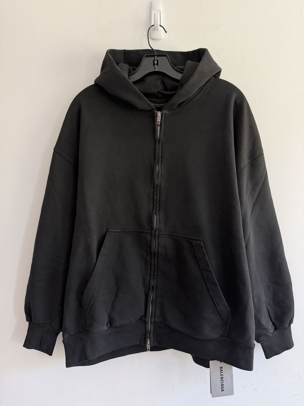 Balenciaga *1/15* Balenciaga Paris Moon Zip Up Hoodie Black faded