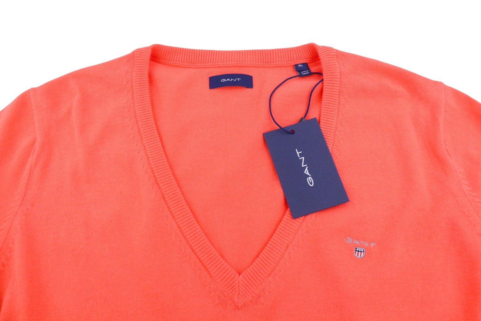 Gant COTTON V-NECK XL Strong Coral Tight-Knit 88069 Size XL / US 12-14 / IT 48-50 - 5 Thumbnail