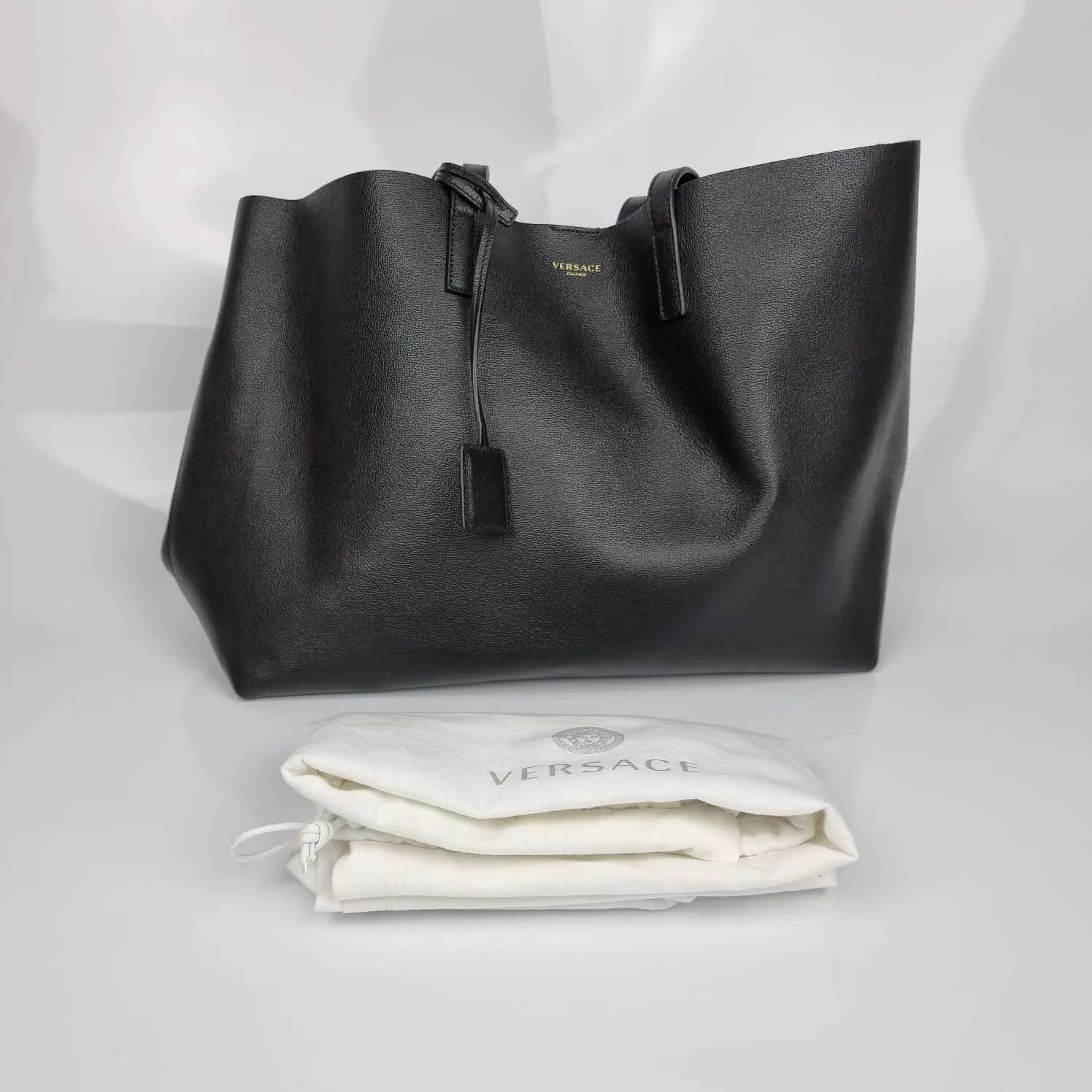 Versace Versace Black Leather Tote Bag New Size ONE SIZE - 2 Thumbnail