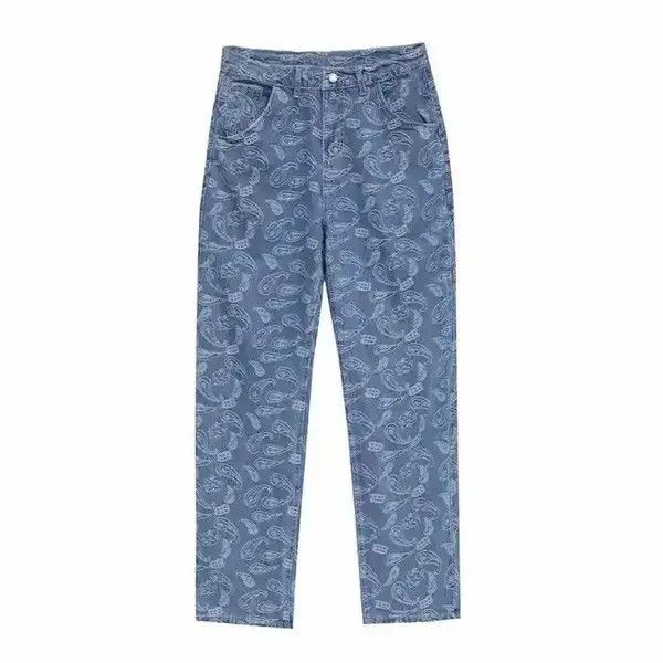 Japanese Brand × Vintage Print Cashew Flower Straight Jeans Size US 32 / EU 48 - 1 Thumbnail