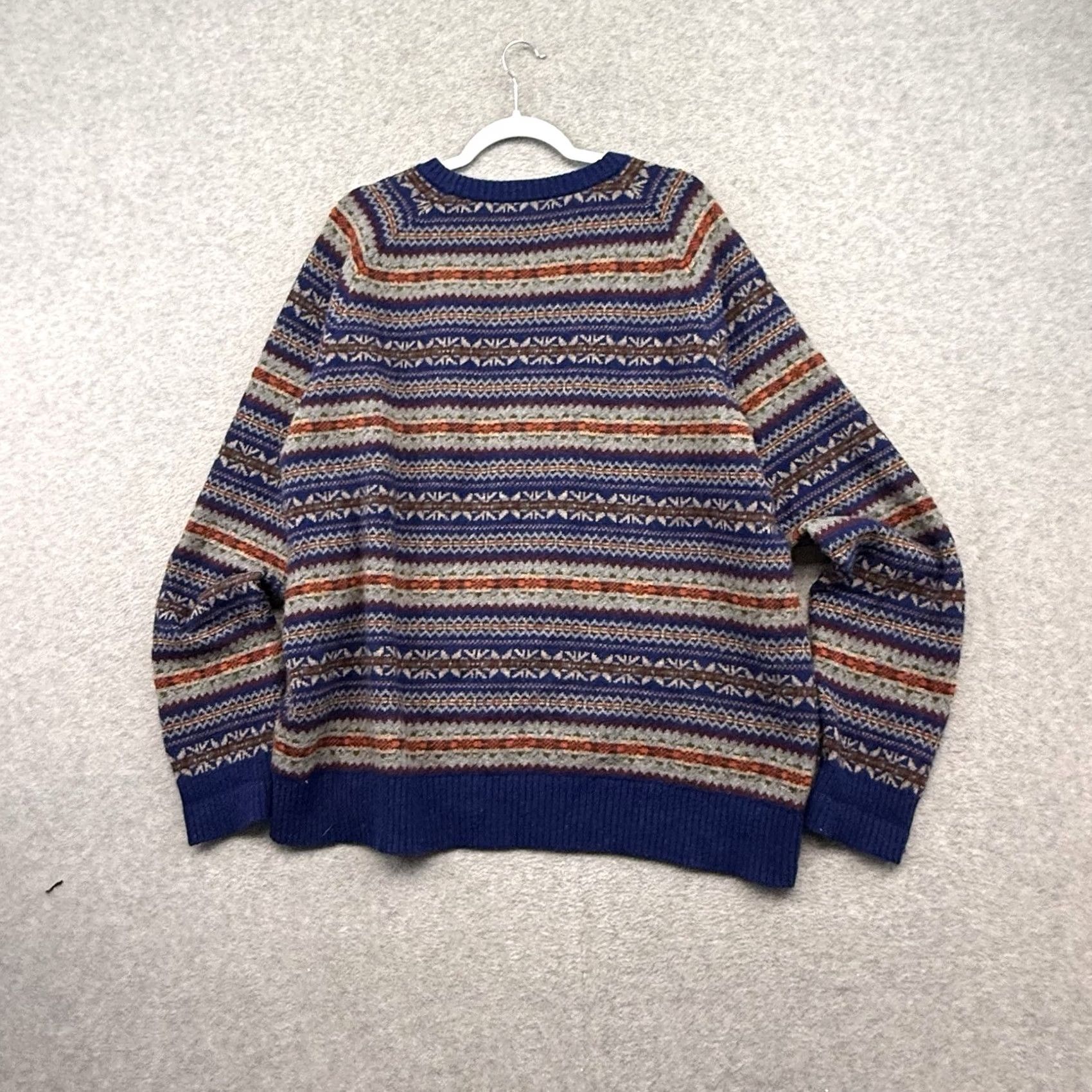 Lands' End Lands' End Sweater 2XL Blue V-Neck Merino Wool Colorful Geometric Artsy Men’s Size US XXL / EU 58 / 5 - 7 Thumbnail
