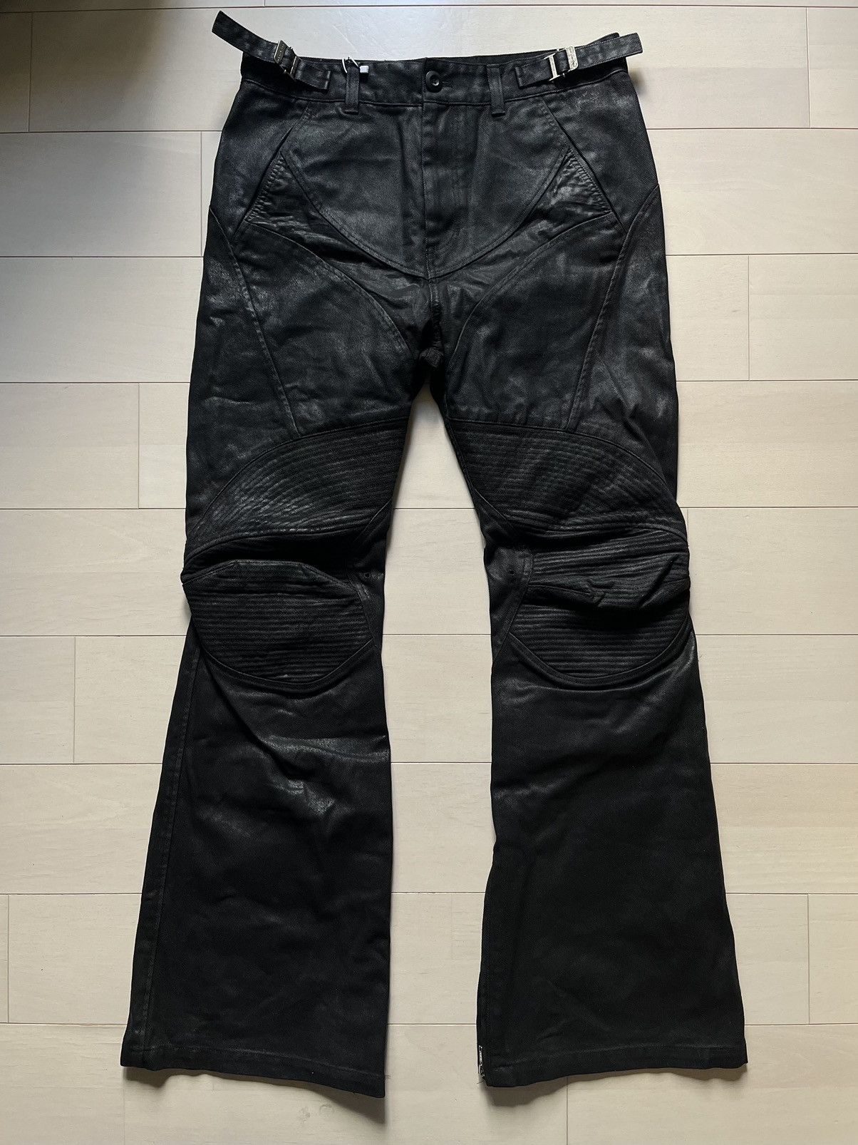PROJECT G/R PROJECT G/R COATED BIKER ARMOURED FLARE PANTS SIZE 3