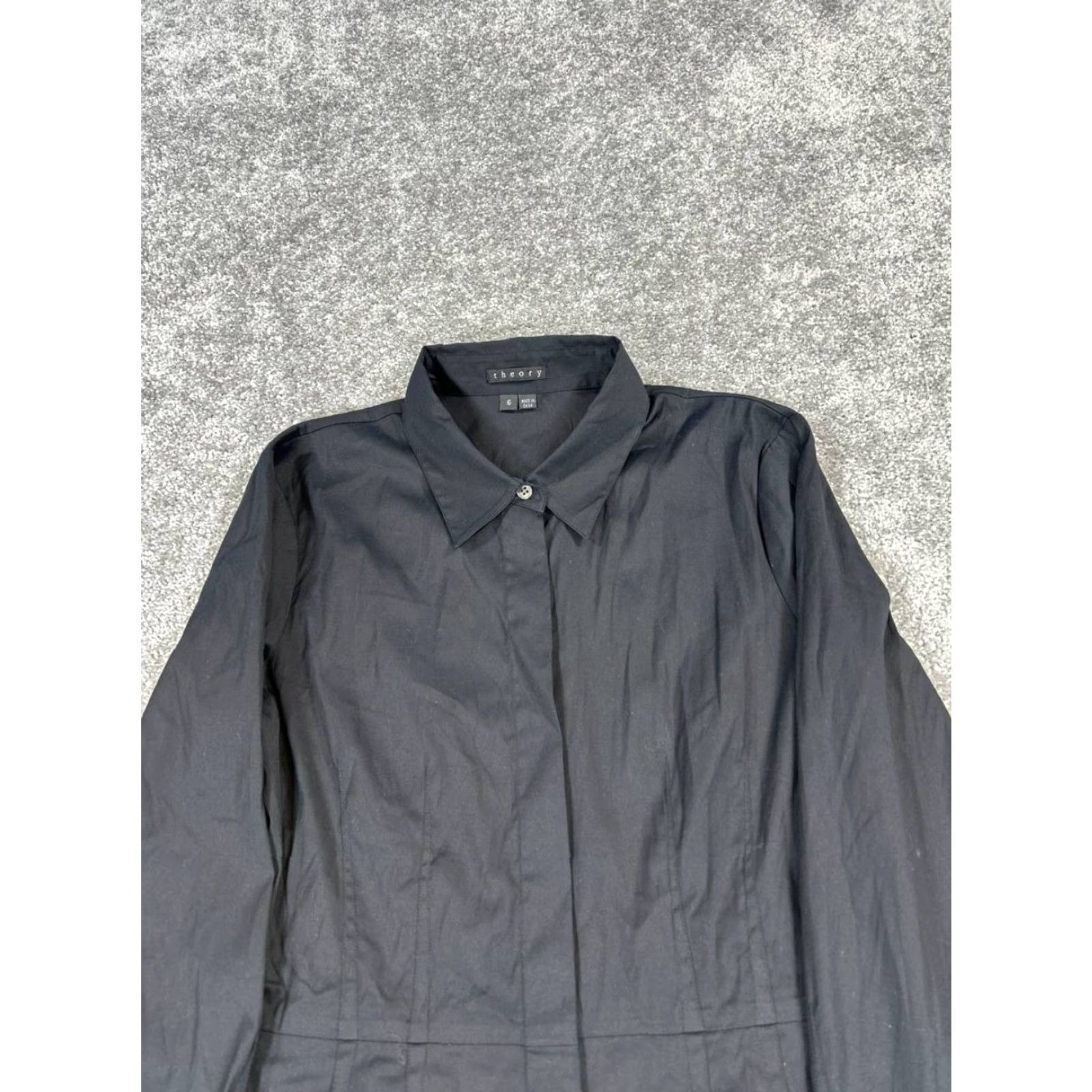 Theory Theory Shirt Dress Womens 6 Black Cotton Blouson Size M / US 6-8 / IT 42-44 - 2 Thumbnail