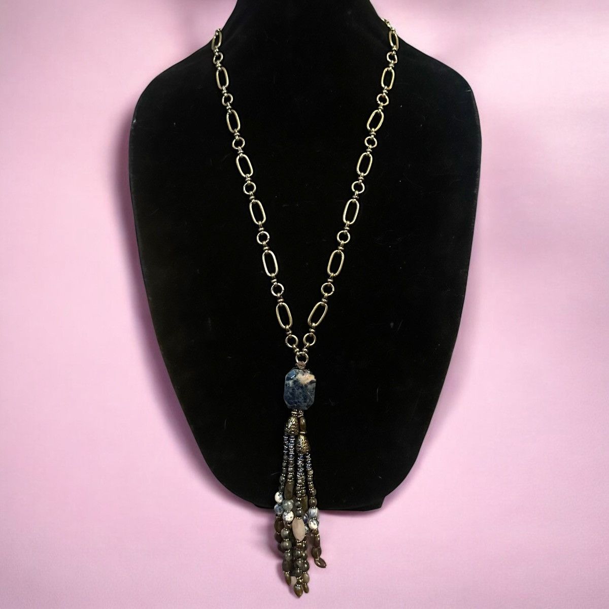 Chicos Chico’s bronze tone long chunky blue agate tassel necklace Size ONE SIZE - 1 Thumbnail